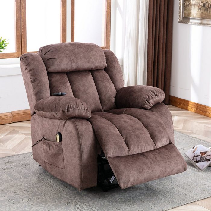 Merax TV-Sessel Elektrisch Relaxsessel mit Aufstehhilfe und Liegefunktion Fernsehsessel mit relaxfunktion USB-verstellbar Wärme und Vibraiton Massagesessel