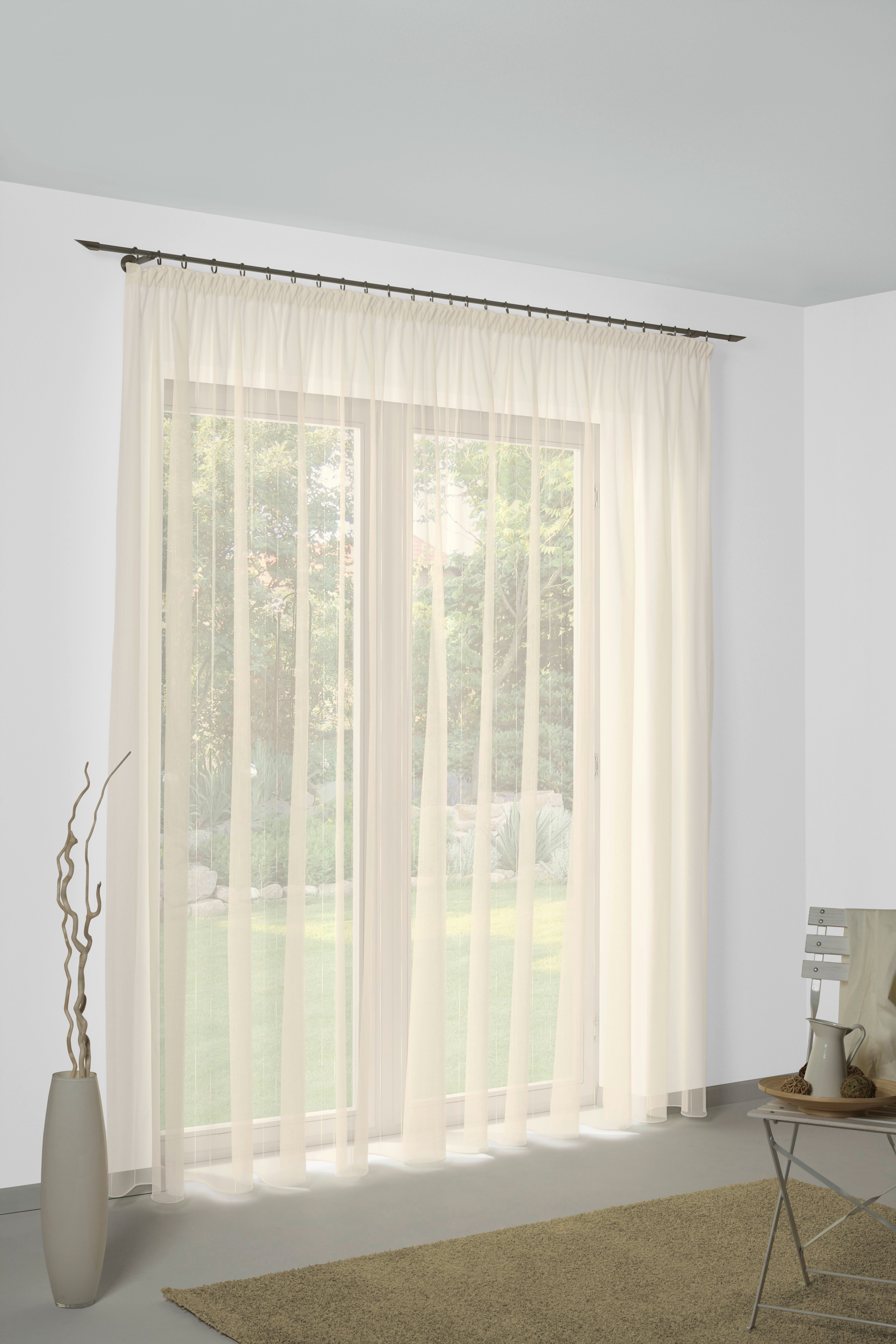Wirth Gardine Manuela, 1 Stück, Faltenband, halbtransparent, Voile (1 St), Faltenband, halbtransparent, Voile, Store