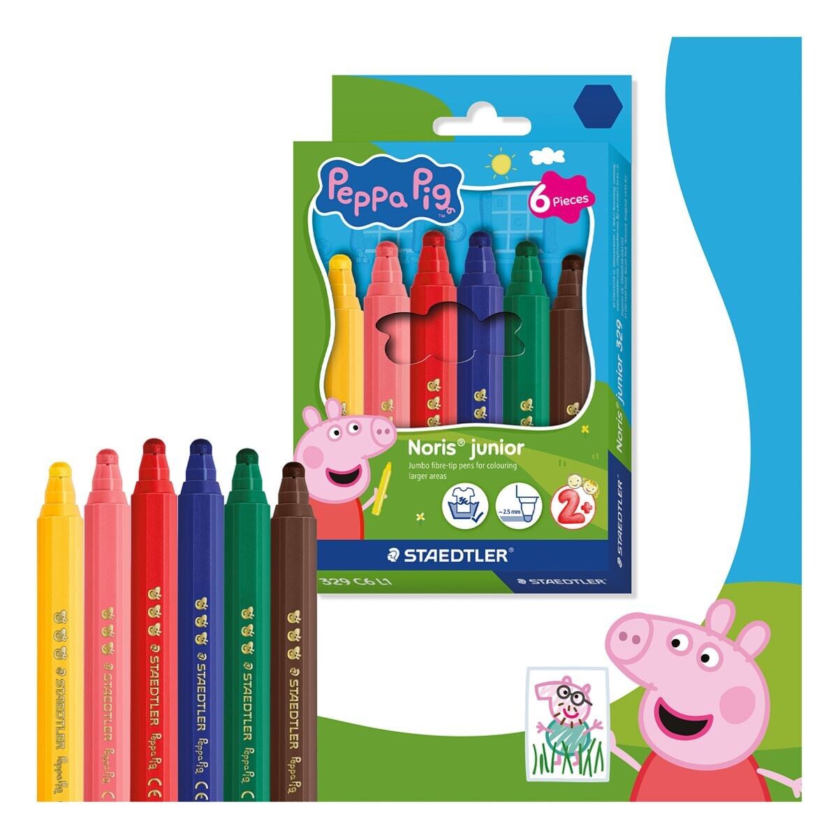 STAEDTLER Buntstift STAEDTLER Fasermaler Noris junior Peppa Pig – 6 Farben