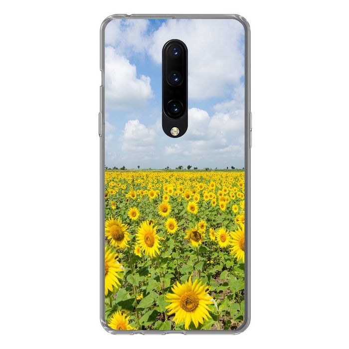 MuchoWow Handyhülle Sonnenblumen - Blumen - Wolken - Natur - Gelb - Landschaft Phone Case Handyhülle OnePlus 7 Pro Silikon Schutzhülle