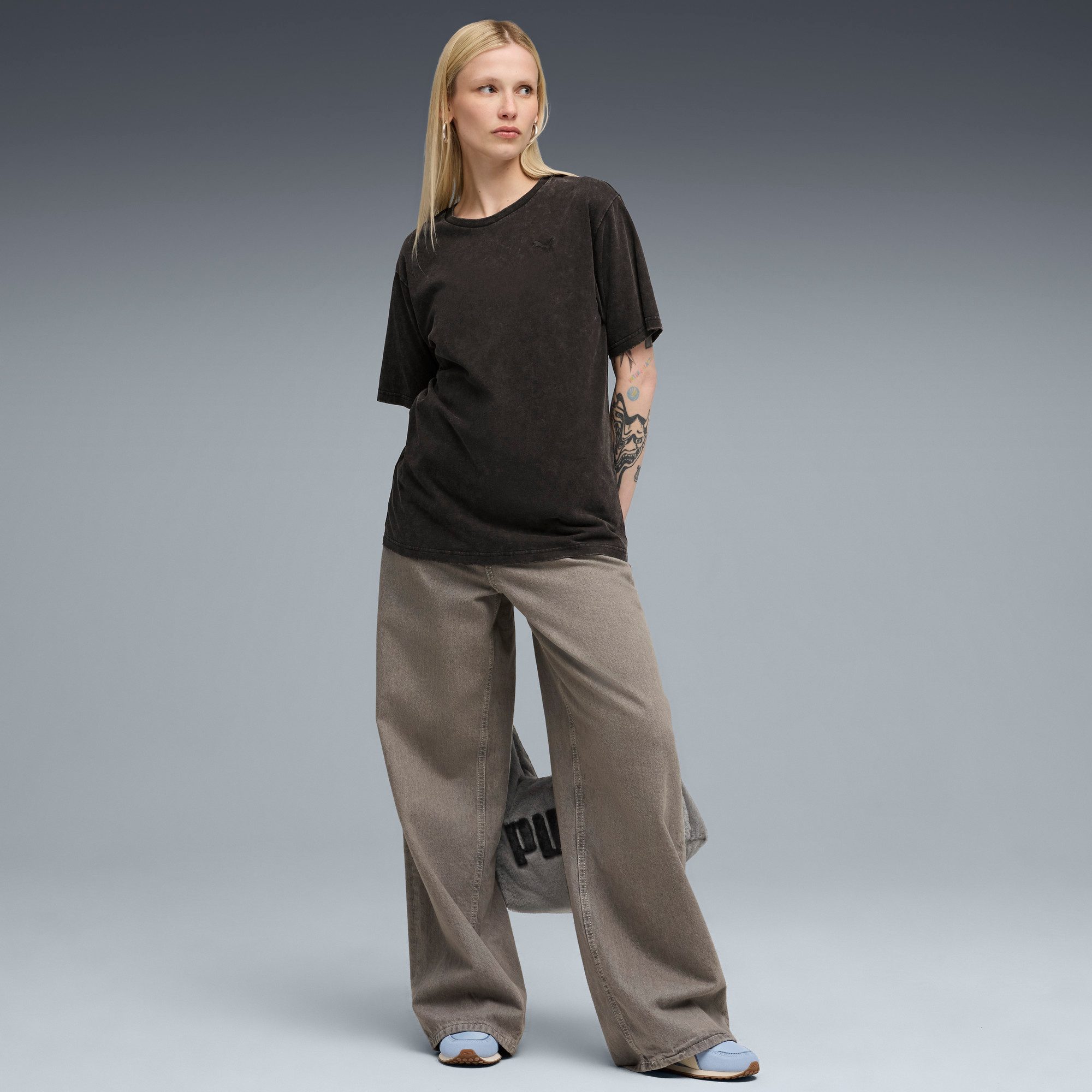 PUMA T-Shirt ESS ELEVATED RELAXED WASH TEE lockere Passform, Kurzarm, für Alltag, Rundhalsausschnitt