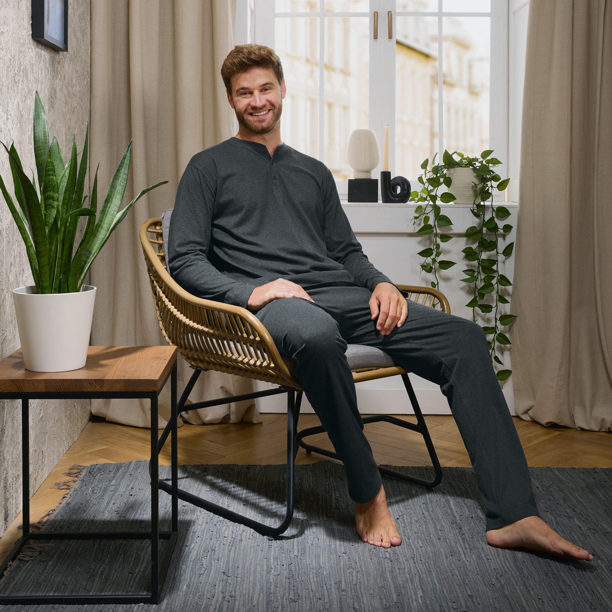 REDBEST Schlafhose Herren-Hose, lang Single-Jersey Uni günstig online kaufen