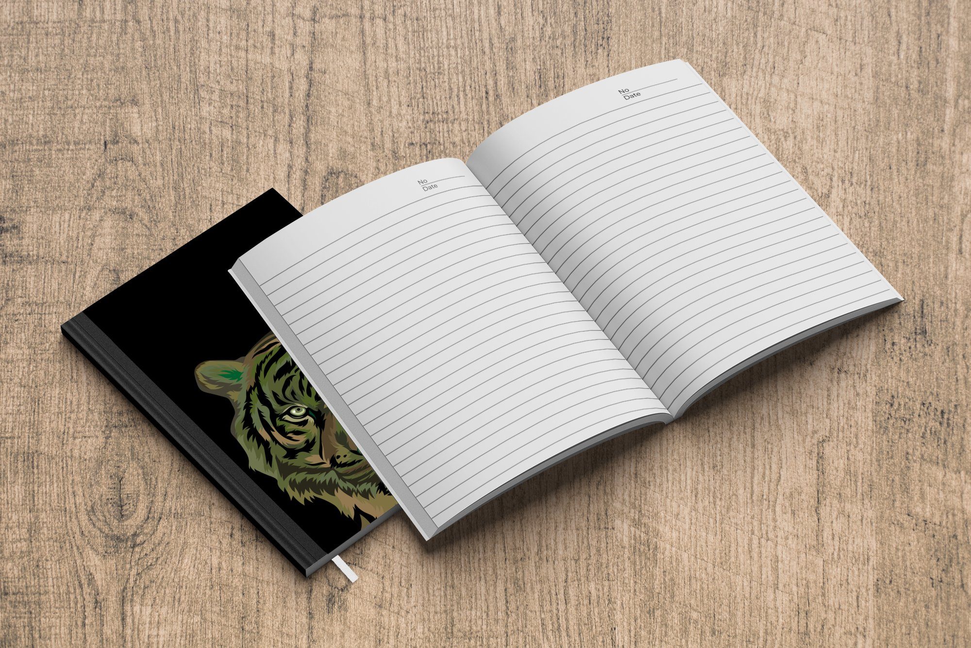 Camouflage - Journal, Merkzettel, A5, Kopf, Haushaltsbuch Notizbuch Seiten, 98 Tagebuch, Notizheft, - Tiger MuchoWow
