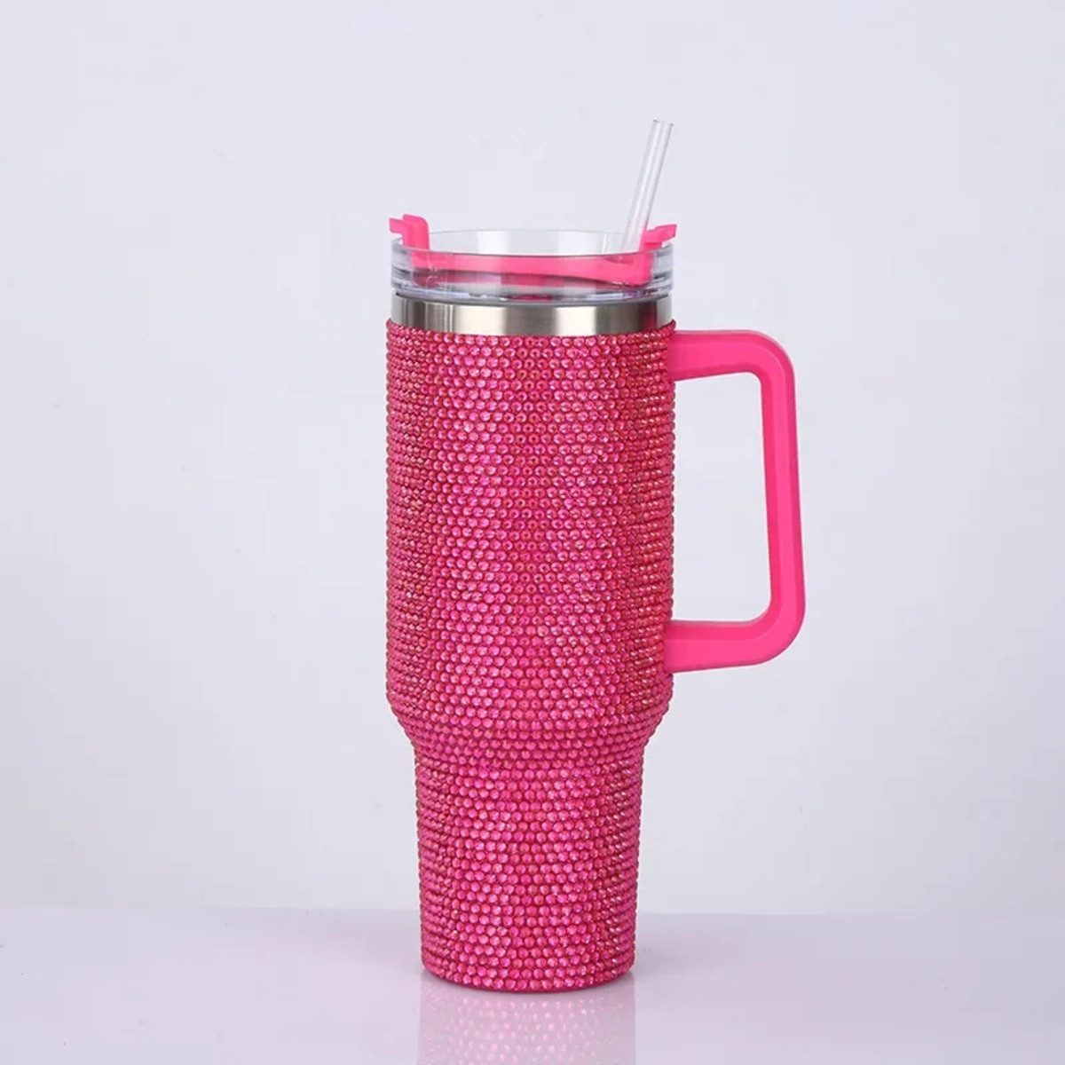 Nagham Ghazal Aswad Coffee-to-go-Becher Diamond Design Thermobecher 40oz Edelstahl Isolierbecher Glitzer, Doppelwandige IsolierungMit Griff, Großes Fassungsvermögen