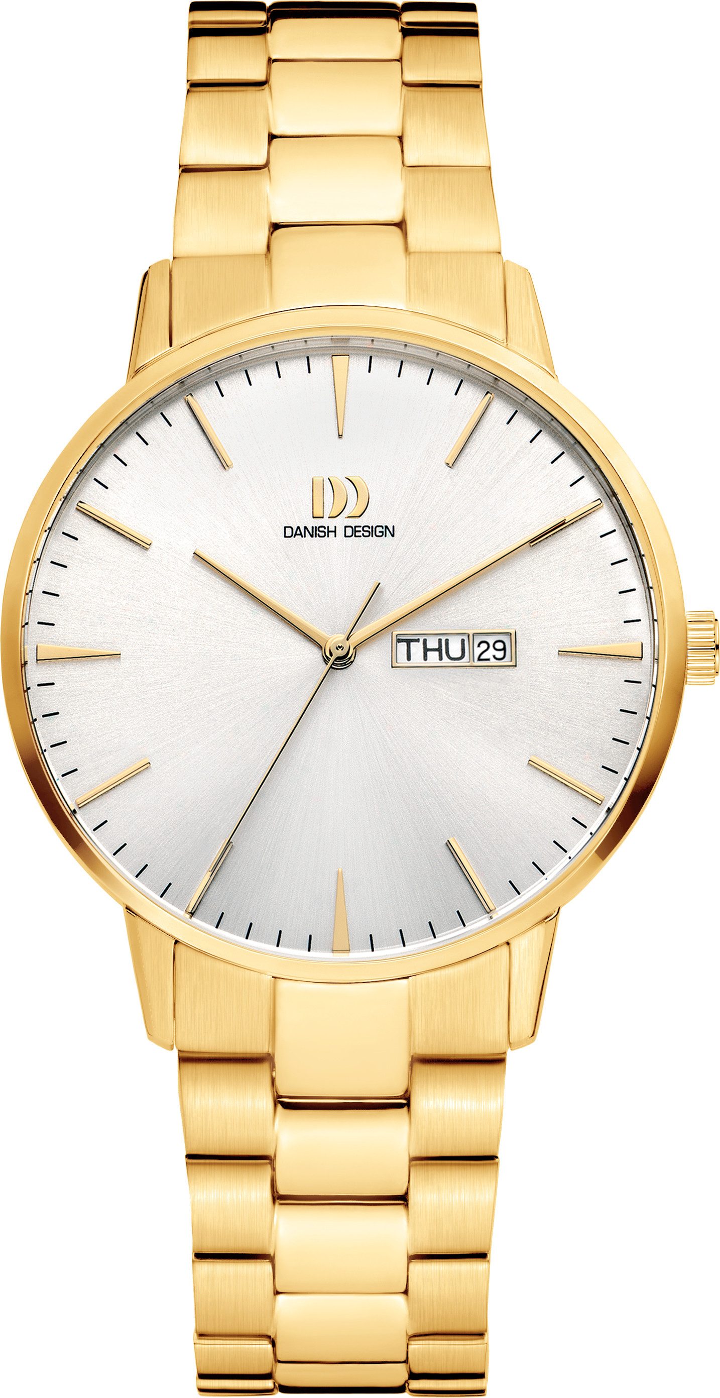 Danish Design Quarzuhr Danish Design Herrenuhr IQ91Q1267 Akilia Day/Date Gold Link Edelstahl, (1-tlg)