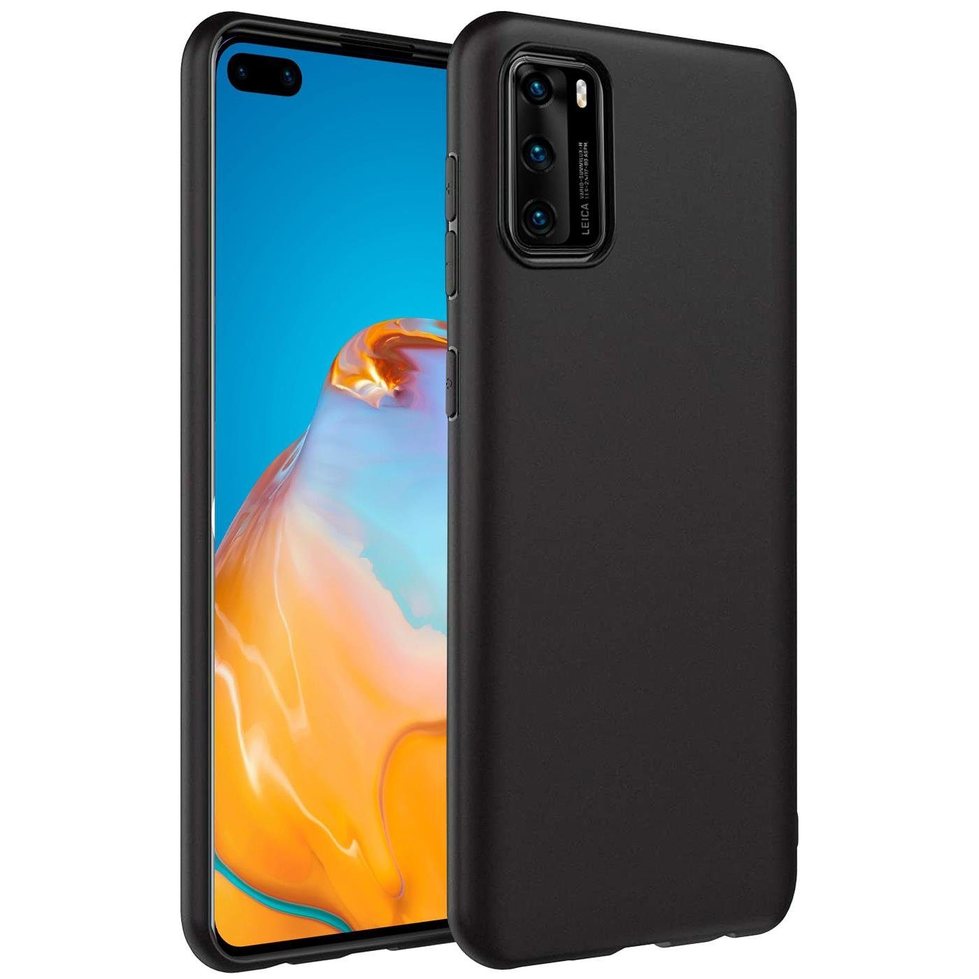 CoolGadget Handyhülle Handy Schutzhülle für Huawei P40 matt schwarz 6,1 Zoll, Silikon TPU Hülle Schutz Tasche Cover schlicht Slim Case