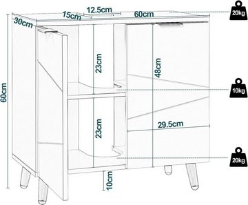 EUGAD Waschbeckenunterschrank (1-St) Badezimmerschrank mit 2 Türen, verstellbare Ablage