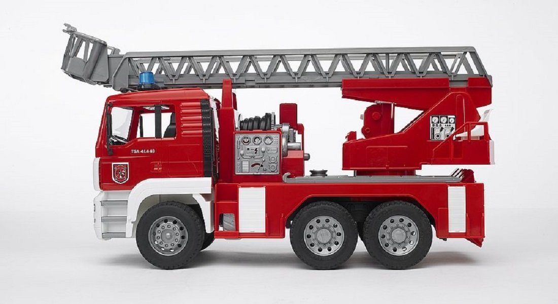Bruder® Spielzeug-Feuerwehr Bruder MAN Feuerwehr mit Drehleiter und Licht-Sound Modul 02771