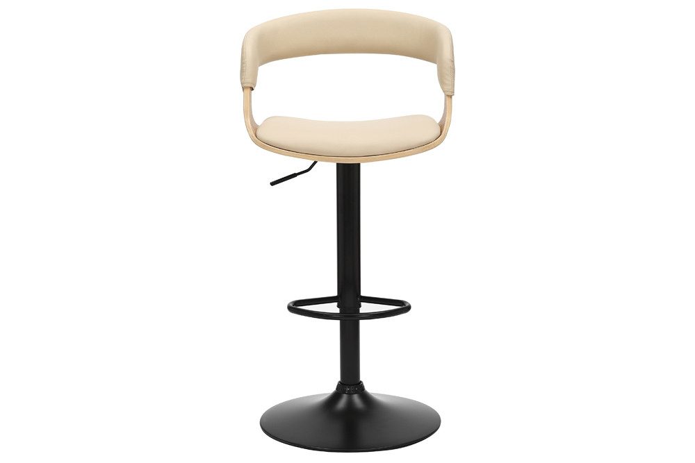 riess-ambiente Barhocker MANHATTAN creme beige/natur/schwarz - höhenverstellbar, 360° drehbar (Einzelartikel, 1 St), Barstuhl aus Kunstleder & Metall mit Lehne - ideal für Kücheninseln