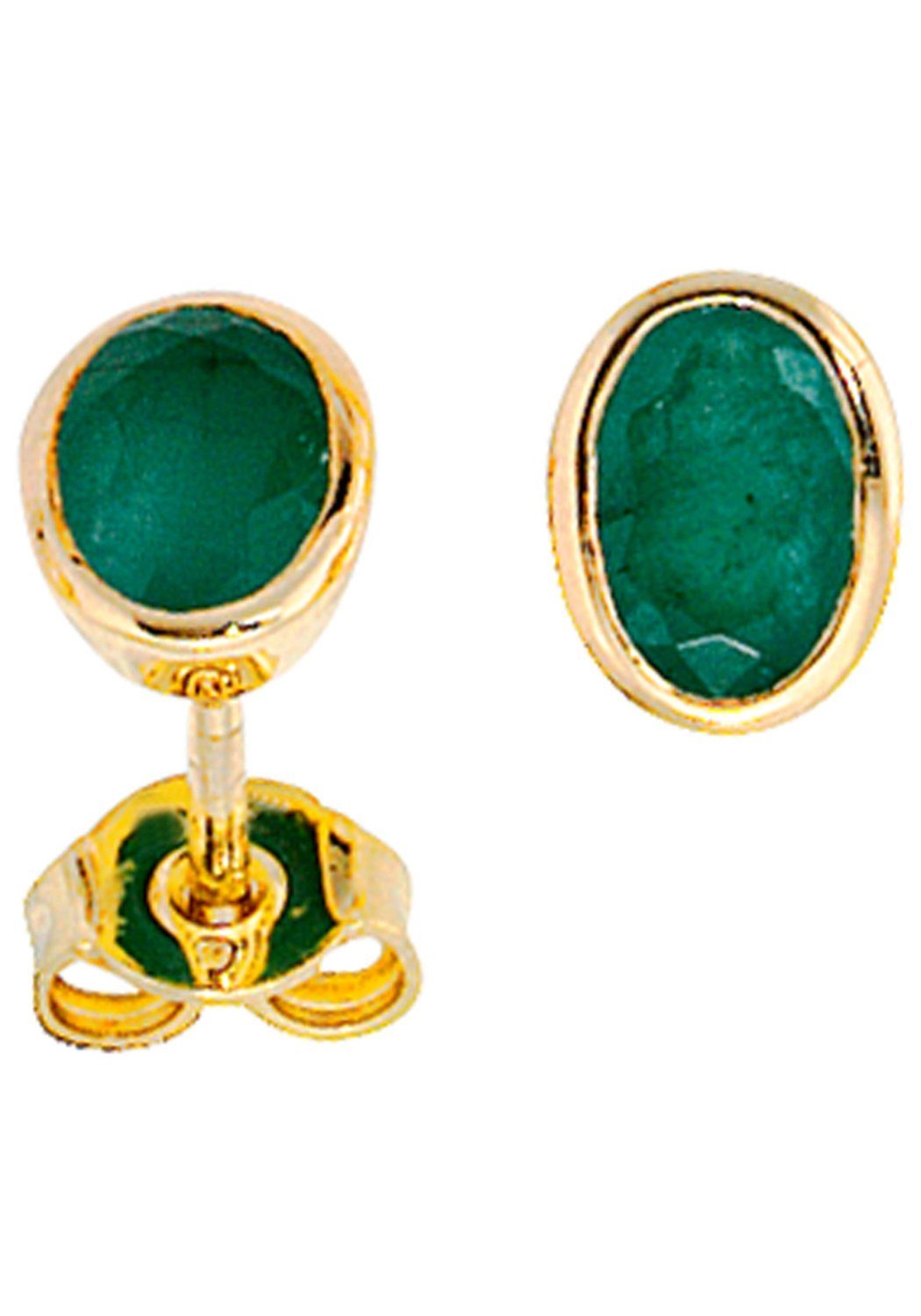 JOBO Paar Ohrstecker, oval 585 Gold mit Smaragd | OTTO