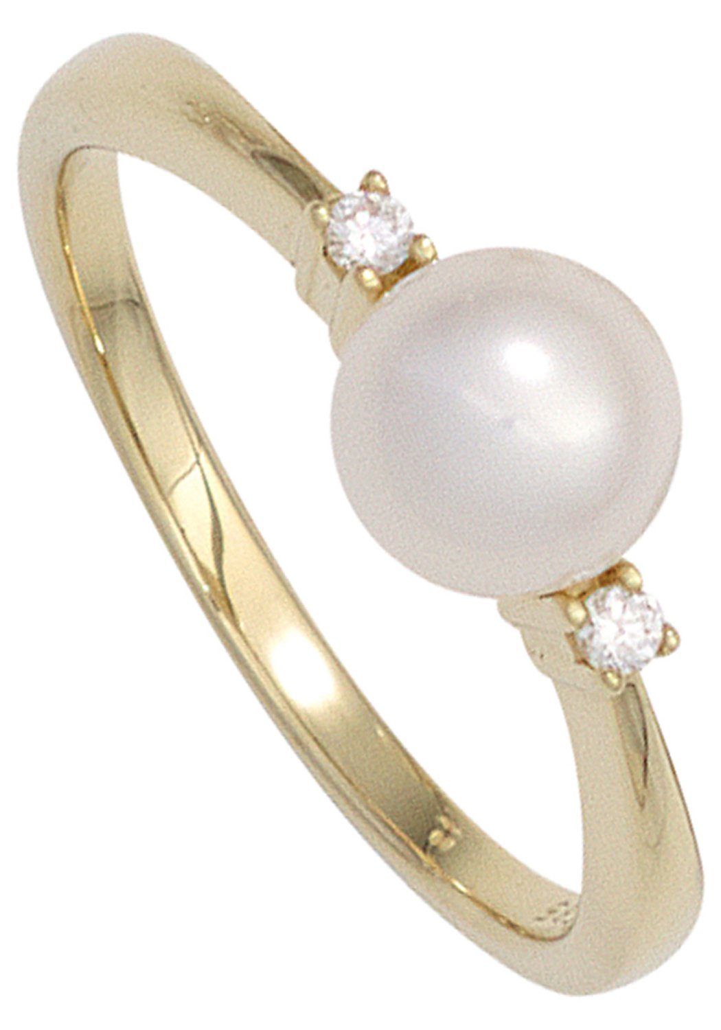 Zuchtperle Gemshine Spannring Damen Vergoldet Tahiti Grau Ring