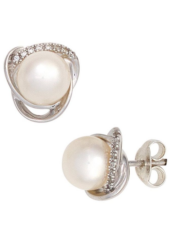 Ohrstecker 18Kt./ 750er Weißgold Echte Perlen 9,5-10mm Weiß Top Geschenk Angebot