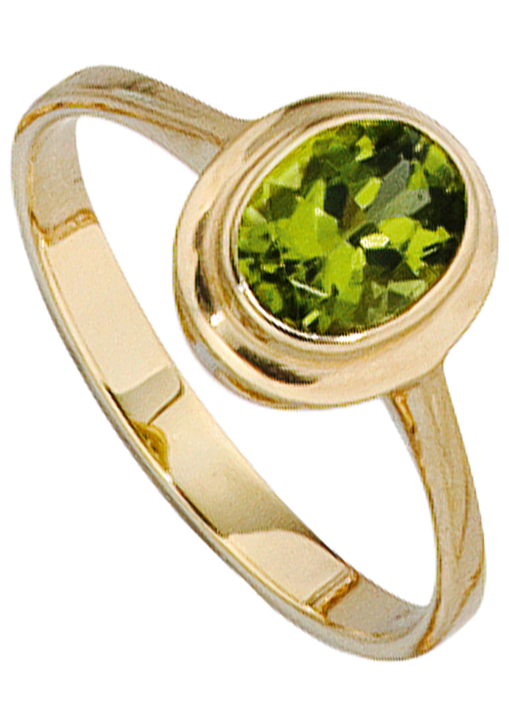 375 Eleganter Peridot grün Herren Damen Ring Gold 10K GF gest. Gr 53 Ø16,8 mm 