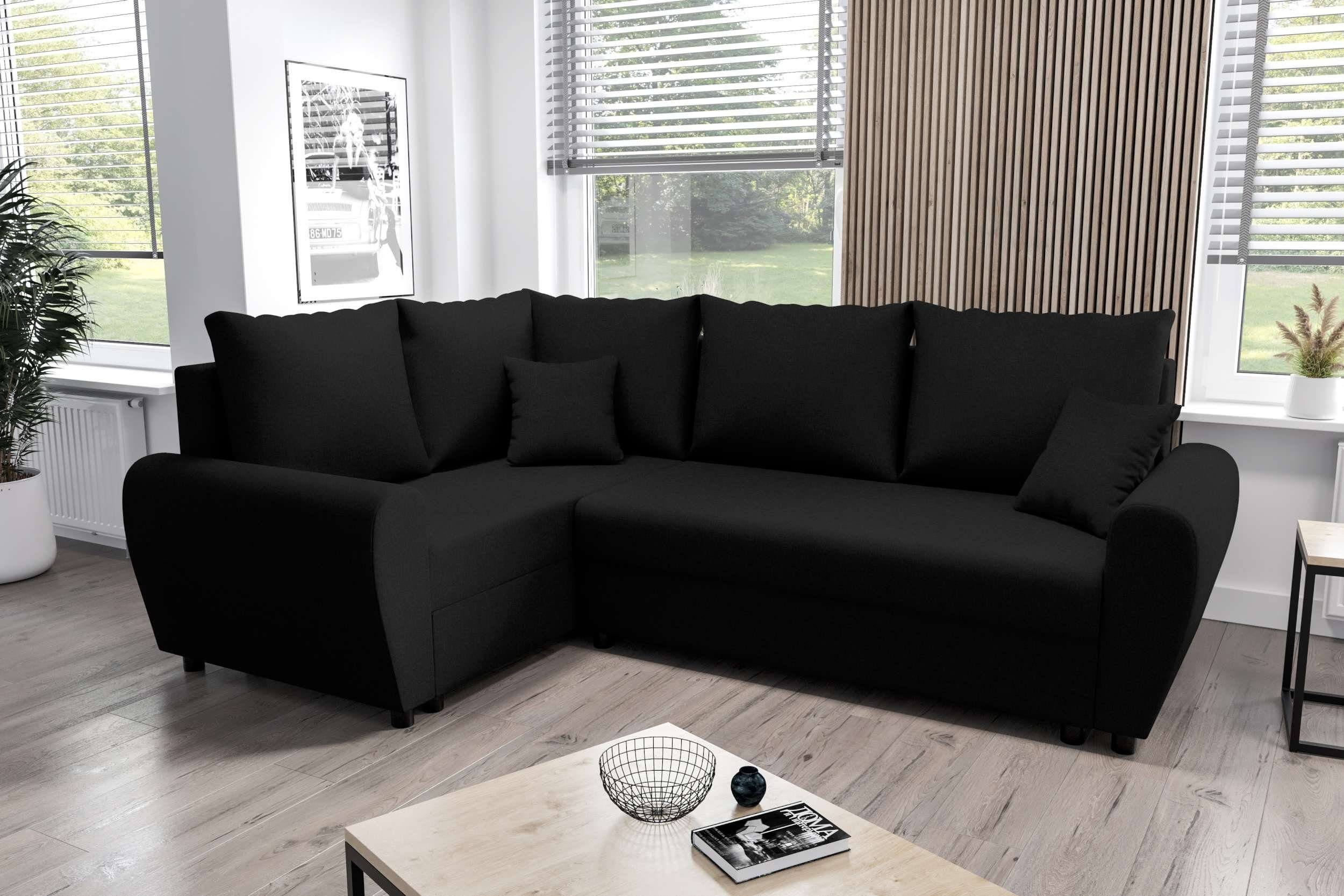 Stylefy Ecksofa Valence, L-Form, Eckcouch, Bettkasten, mit Sofa, Design Modern Bettfunktion, mit Sitzkomfort