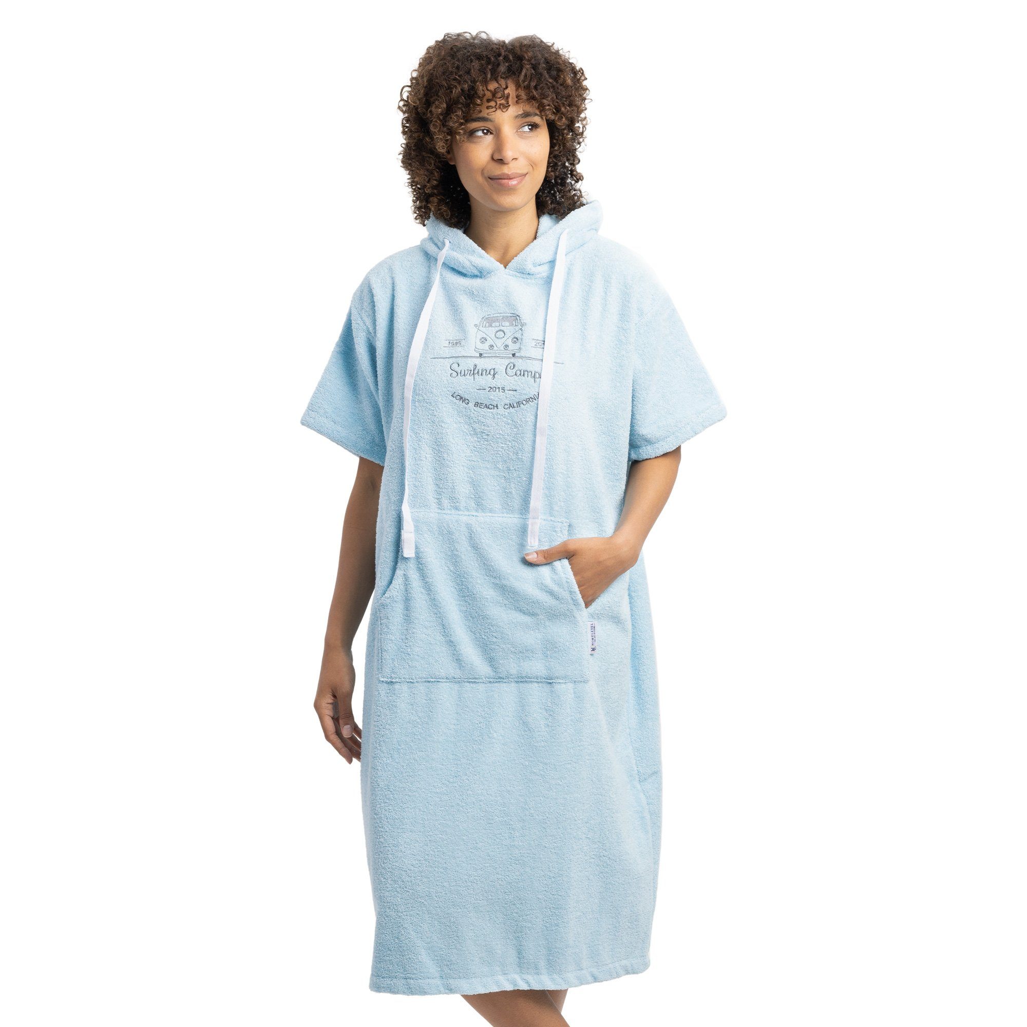 Unisex mit Surf Kapuze, Badeponcho Poncho HOMELEVEL Baumwolle Bademantel aus 100% Baumwolle