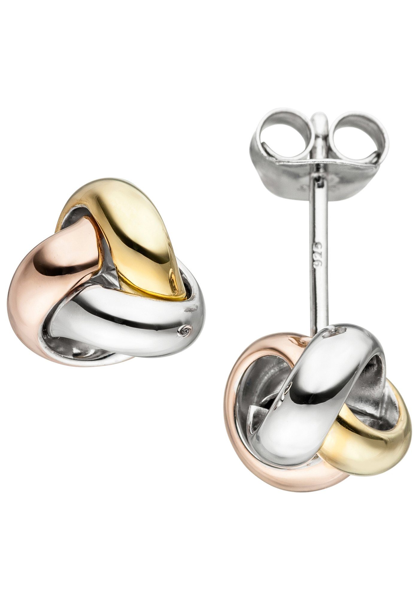 JOBO Paar Ohrstecker, Knoten 925 Silber tricolor | OTTO JOBO Paar Ohrstecker, Knoten 925 Silber tricolor | OTTO