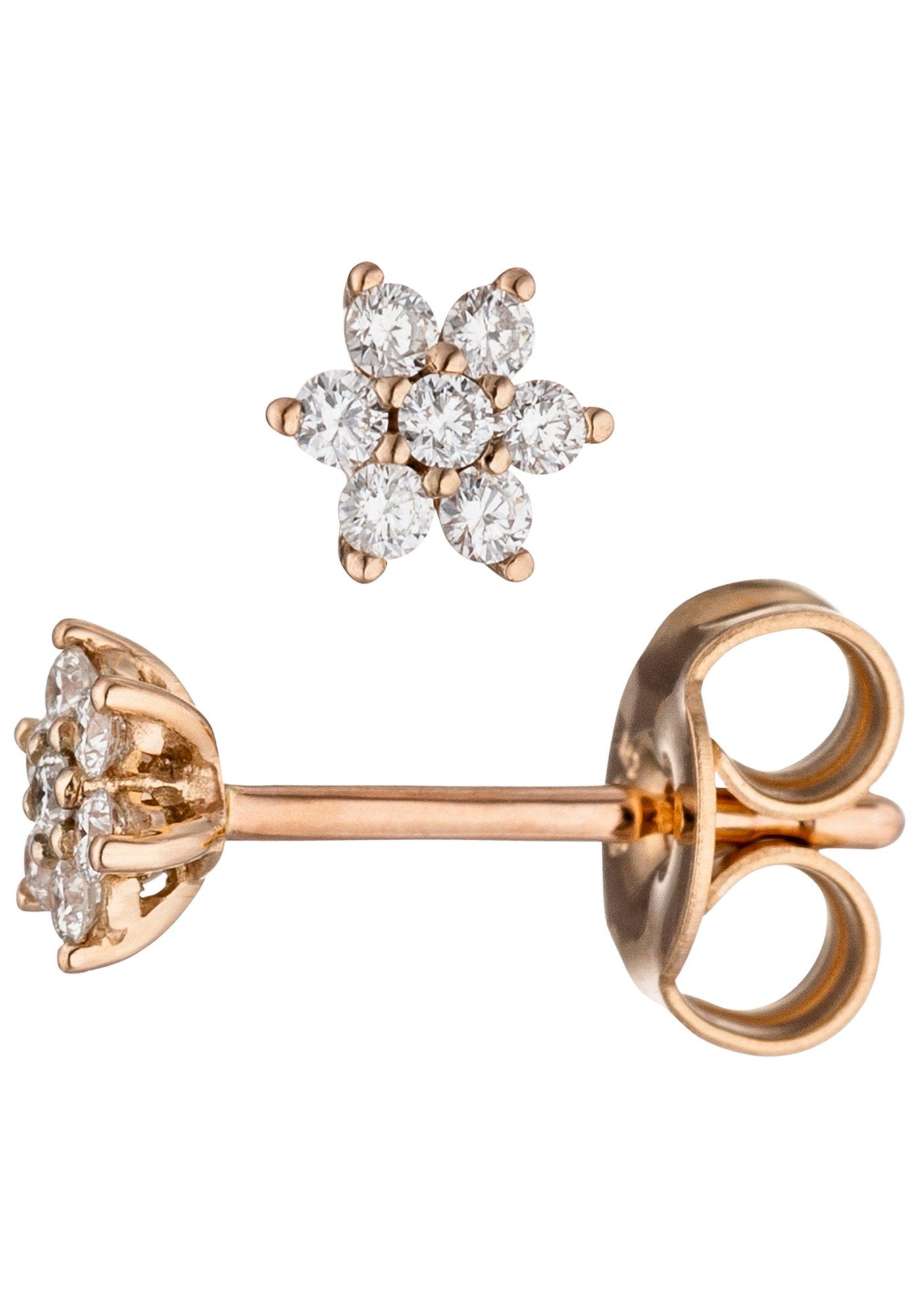 JOBO Paar Ohrstecker, 585 Roségold mit 14 Diamanten online kaufen | OTTO