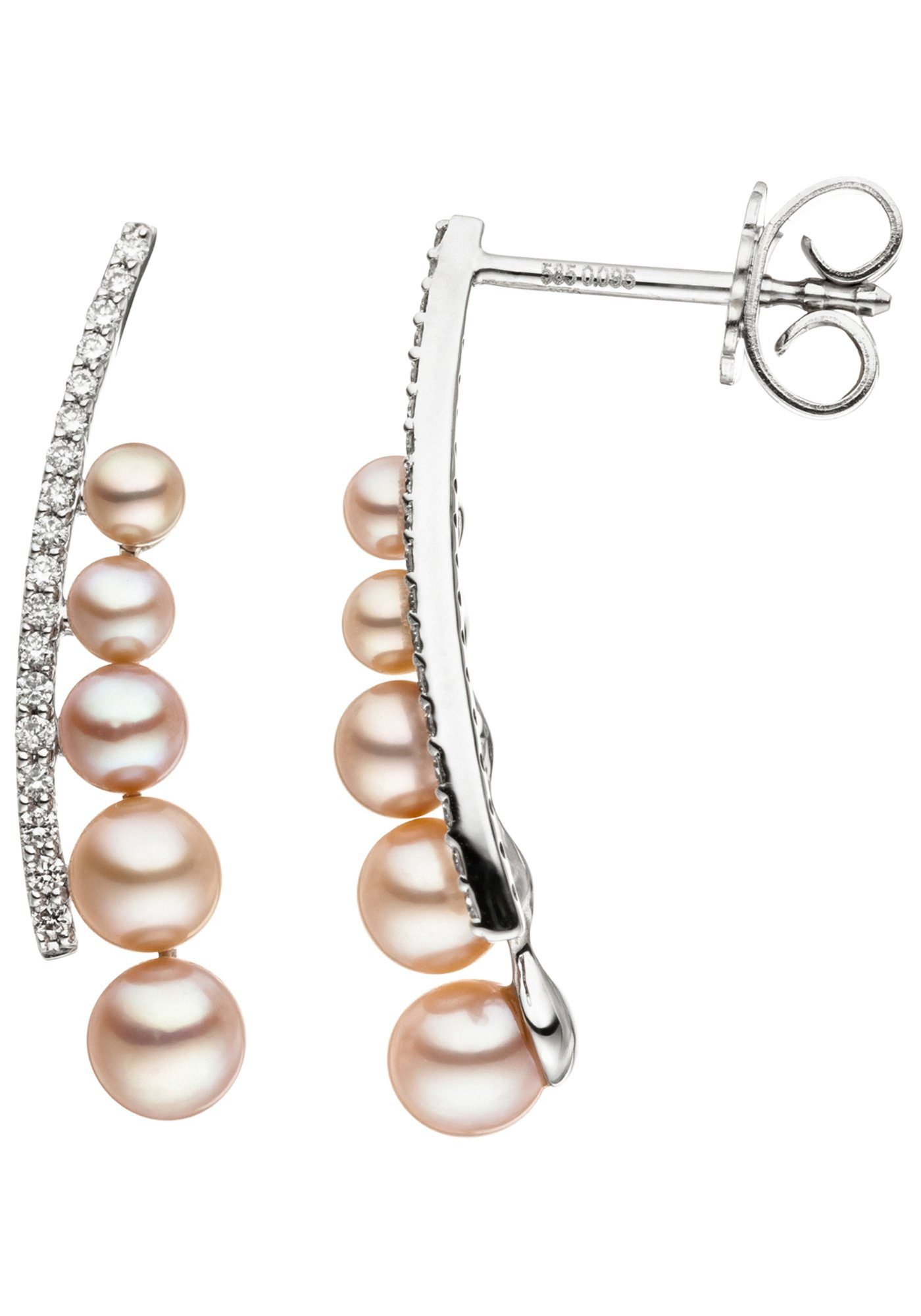 JOBO Perlenohrringe, 585 Weißgold 36 Diamanten 10 Süßwasser Perlen online  kaufen | OTTO