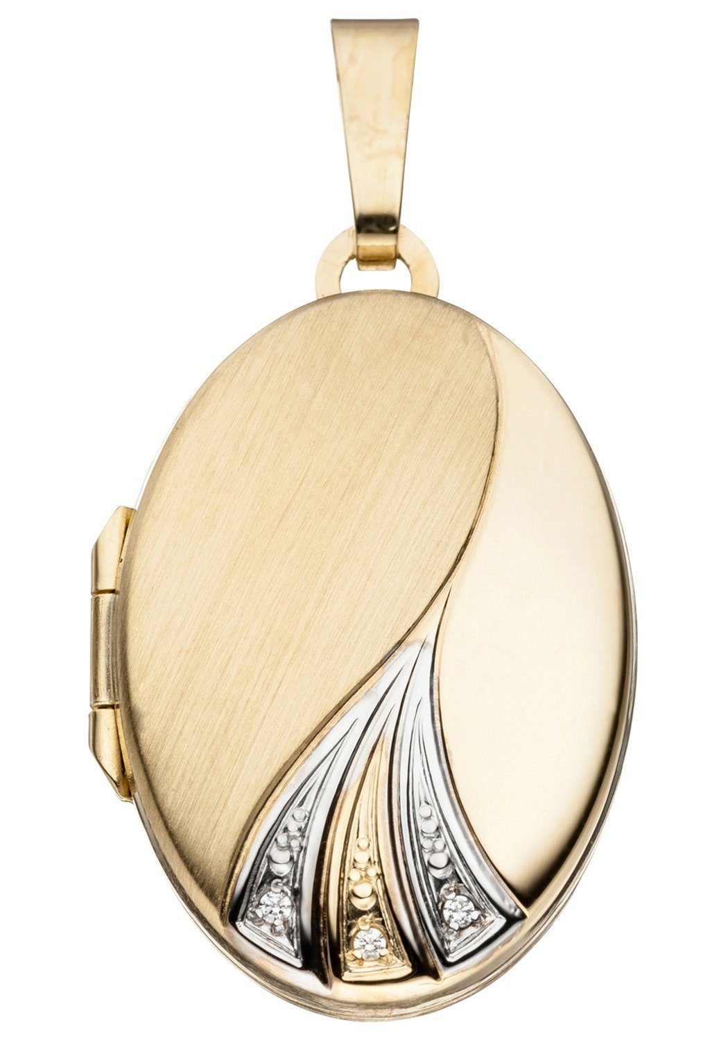 JOBO Medallionanhänger »Anhänger Medaillon oval«, 333 Gold bicolor mit  Zirkonia online kaufen | OTTO