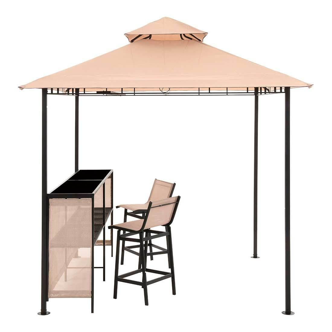 OUTLIV. Pavillon OUTLIV. Gartenpavillon mit Bar & 2 Stühlen Beige, Pulverbeschichteter Rahmen