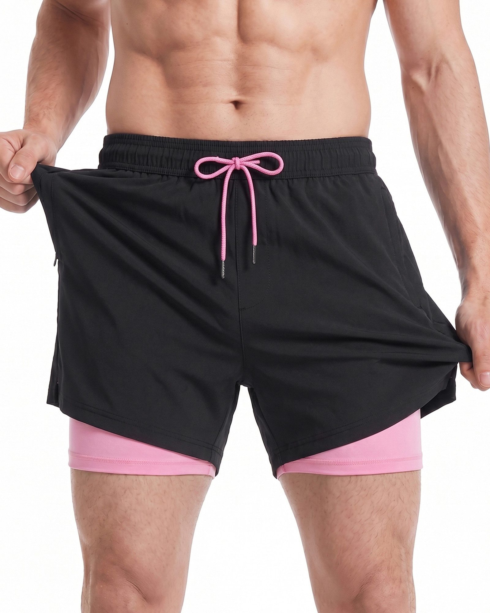 MaaMgic Shorts Herren Stretch kurze Hose Männer Badehose mit Reißverschlusstaschen (1-tlg)