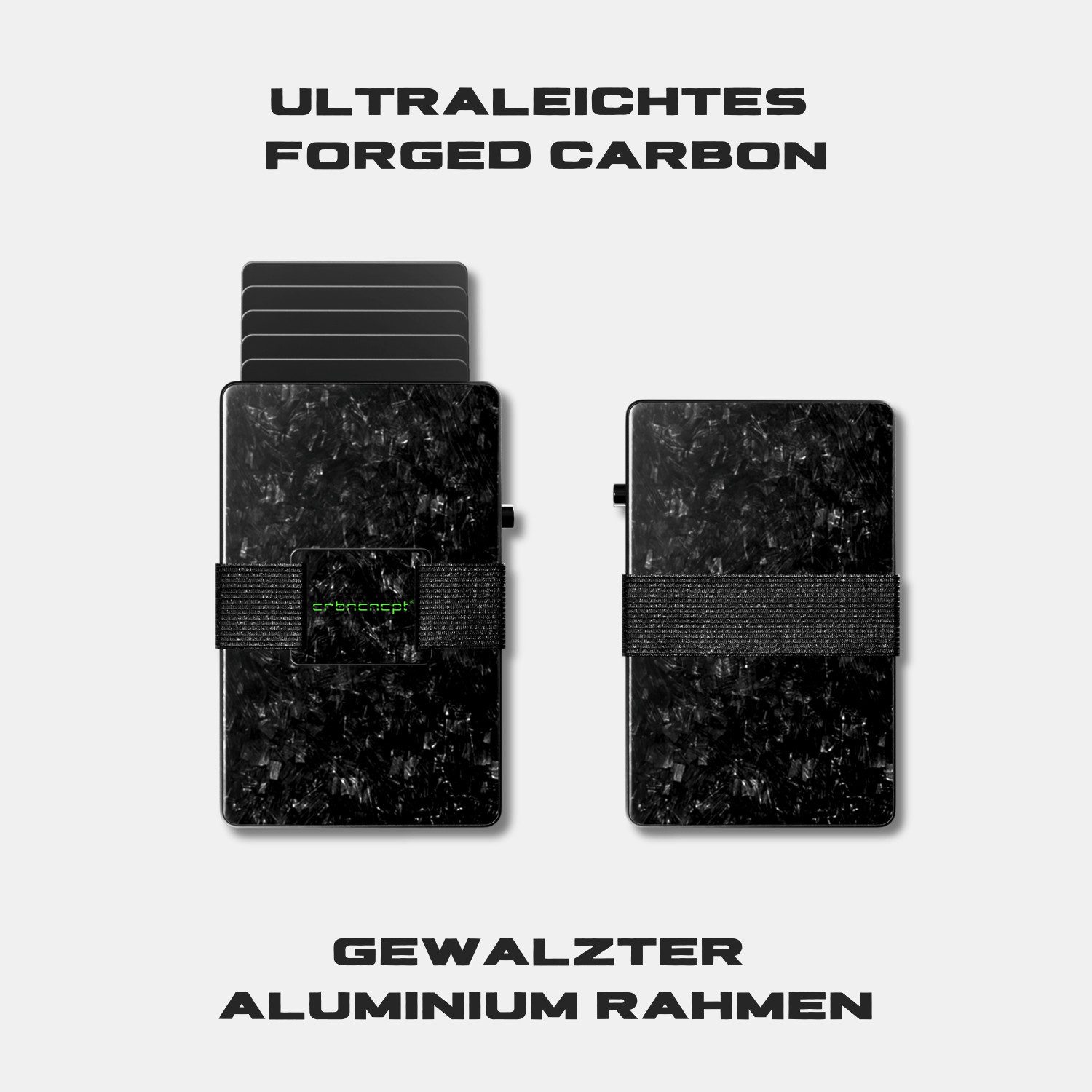 CRBNCNCPT Kartenetui Forged Carbon Smart Kartenetui - Geldbeutel, Schwarz Herren, RFID Schutz, Karten Verriegelung, Abnehmbares Band für Geldscheine – Bild 2 von 5