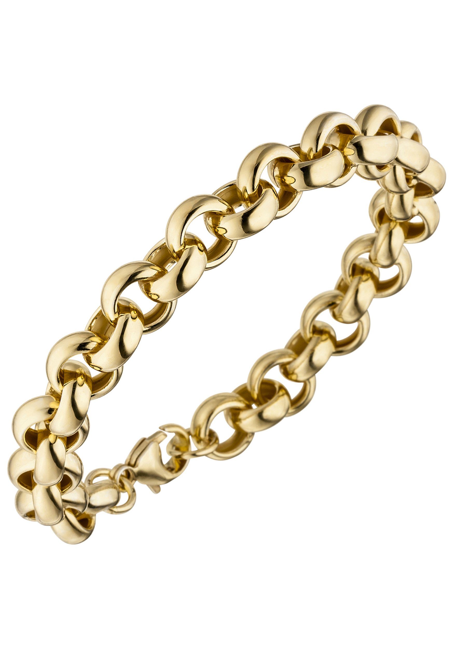 Jukserei Gliederarmband Damen Gold - Ambra Bracelet Vergoldet - Elegante Armkette 17,5 Cm