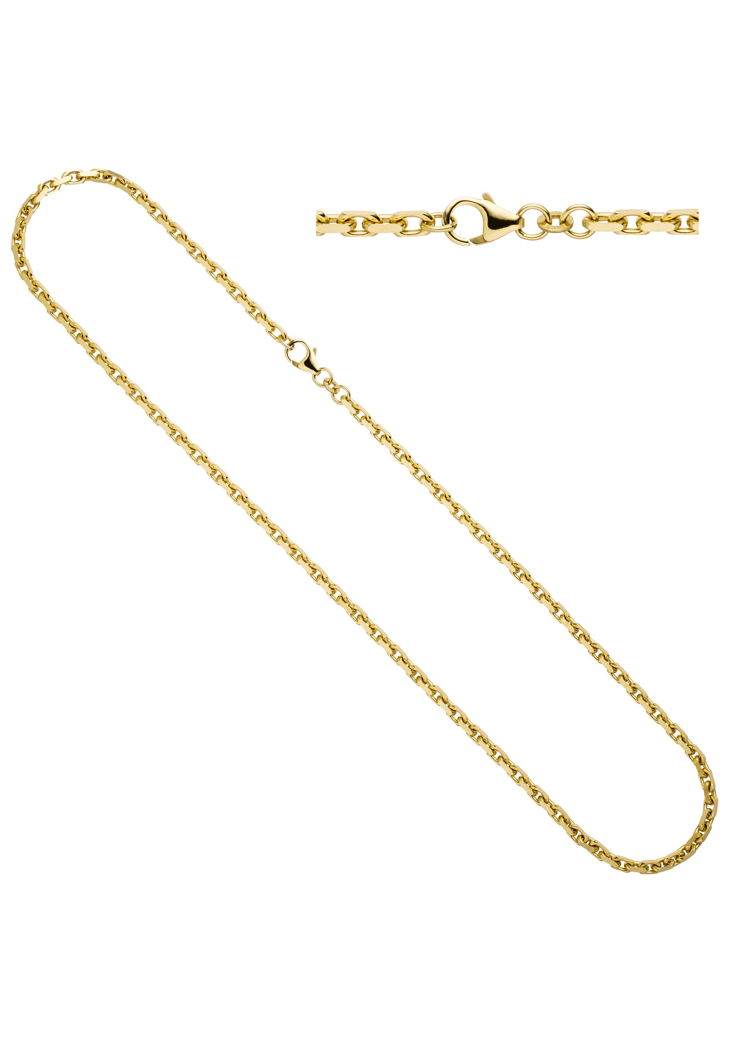 JOBO Goldkette, Ankerkette 585 Gold diamantiert 50 cm 3 mm
