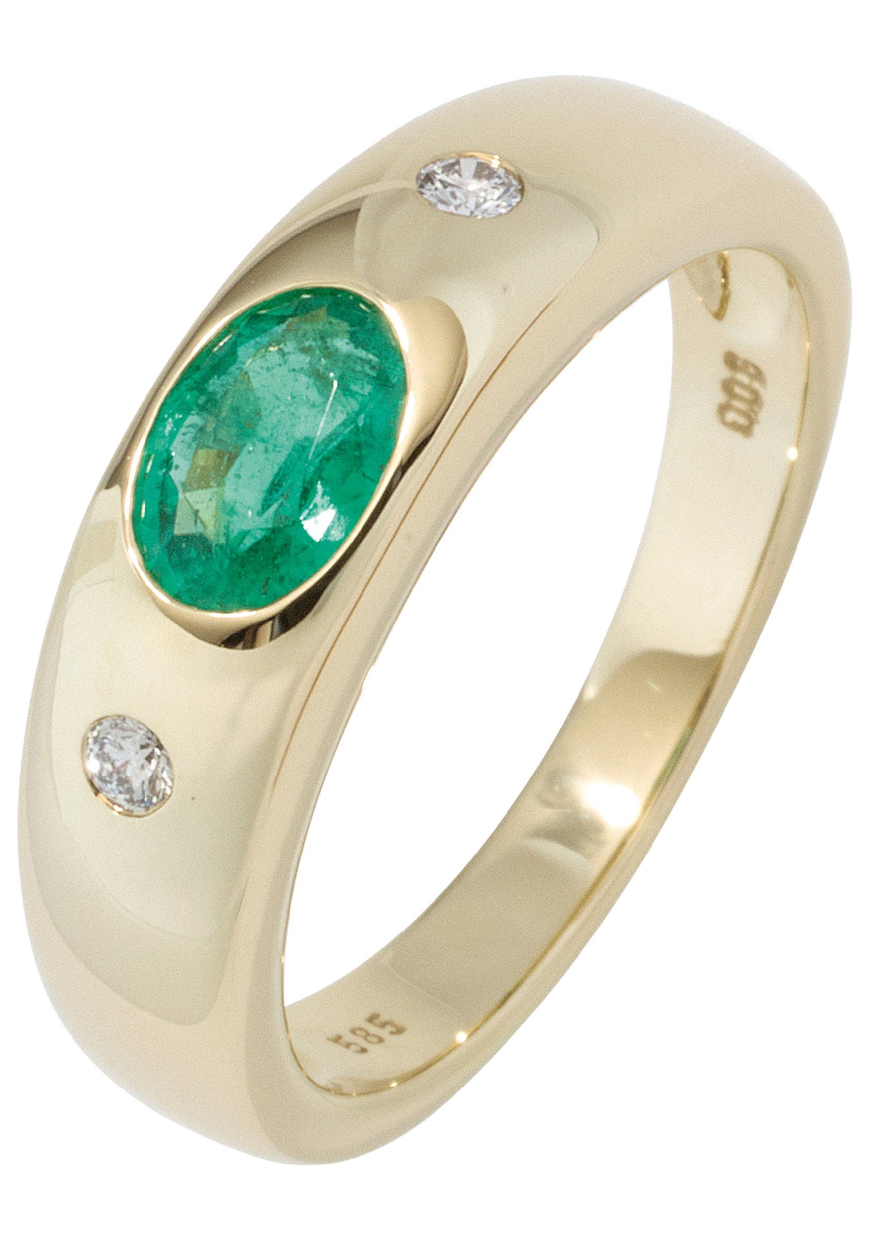 JOBO Diamantring, 585 Gold mit Smaragd und 2 Diamanten online kaufen | OTTO