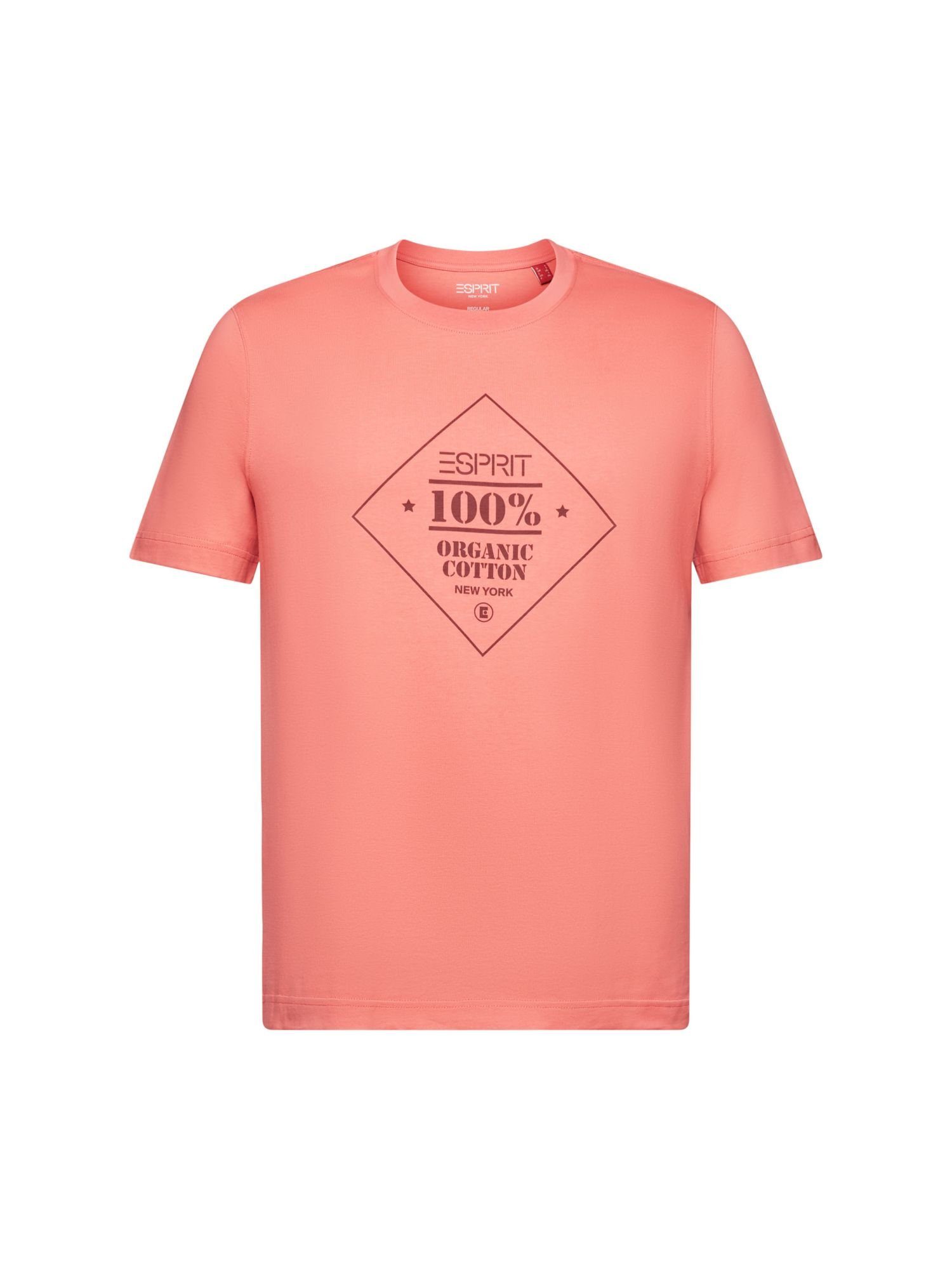 Esprit T-Shirt Baumwoll-T-Shirt mit Logoprint (1-tlg) PINK