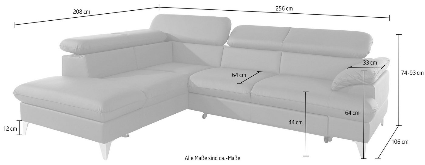 COTTA Ecksofa »Caluso«, inklusive Kopfteilverstellung, wahlweise mit Bettfunktion-kaufen