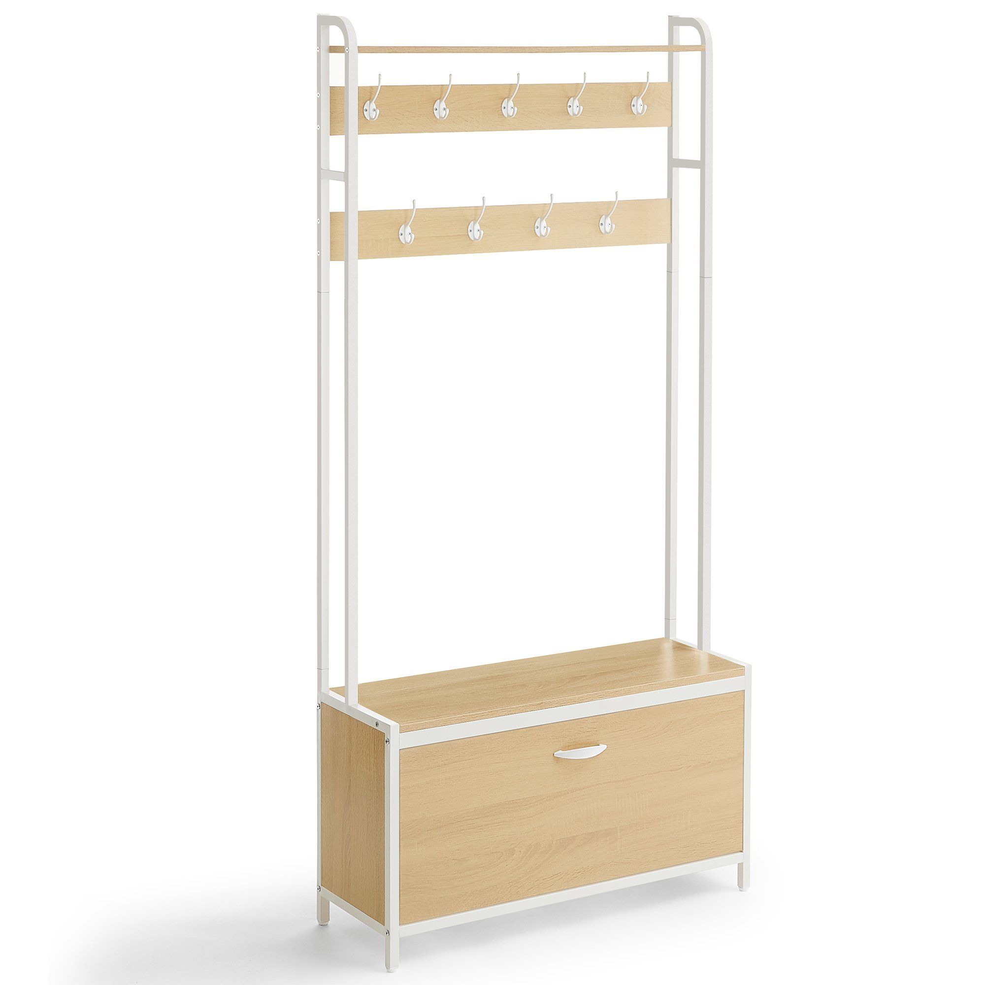 VASAGLE Garderobenständer Garderobe, mit Schuhschrank, Sitzbank, Schuhkipper, Haken, obere Ablage