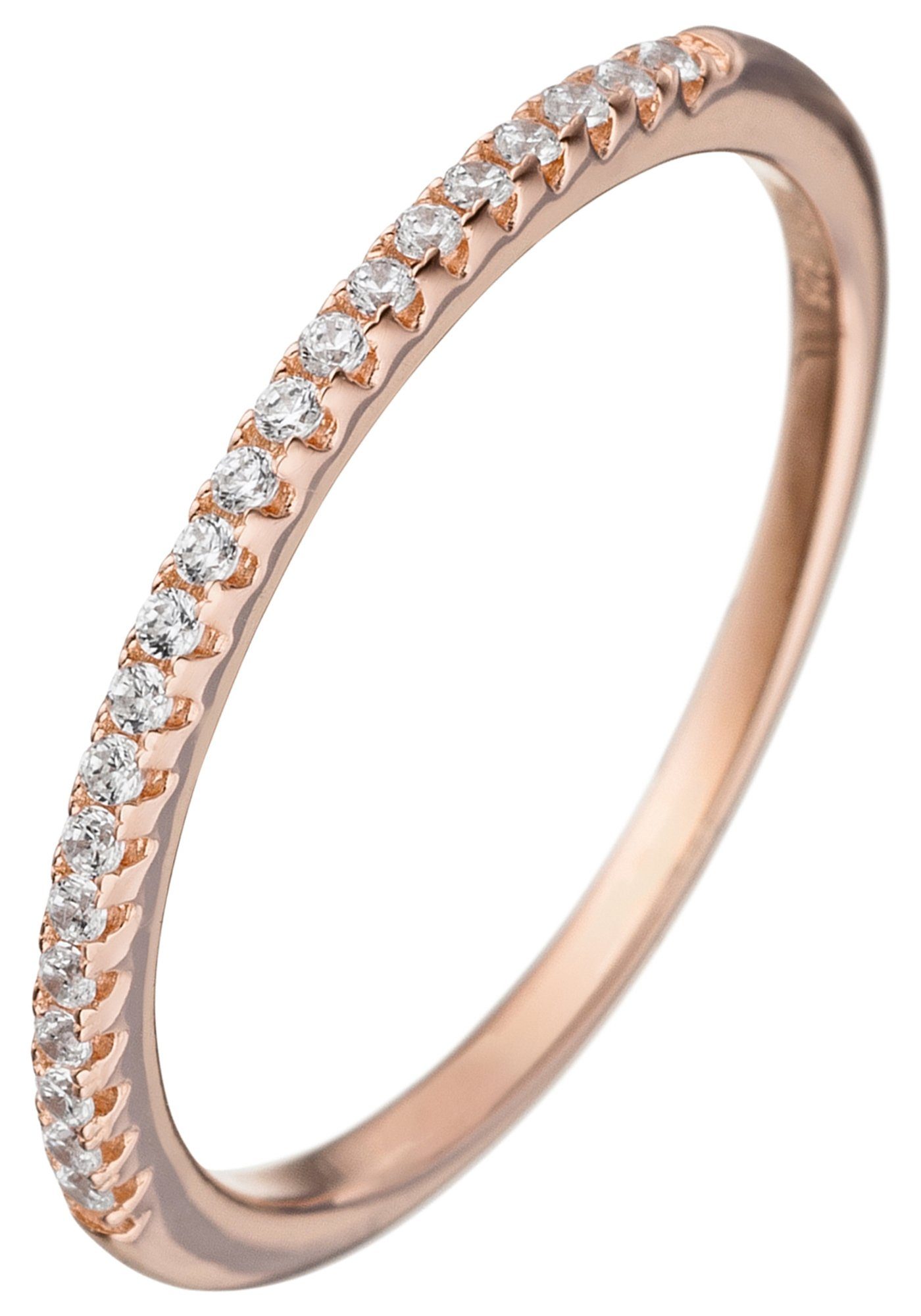 Presentski 925 Sterling Silber Ring Rosegold Vergoldet Love Ring mit Zirkonia Verlobung Ring für Damen