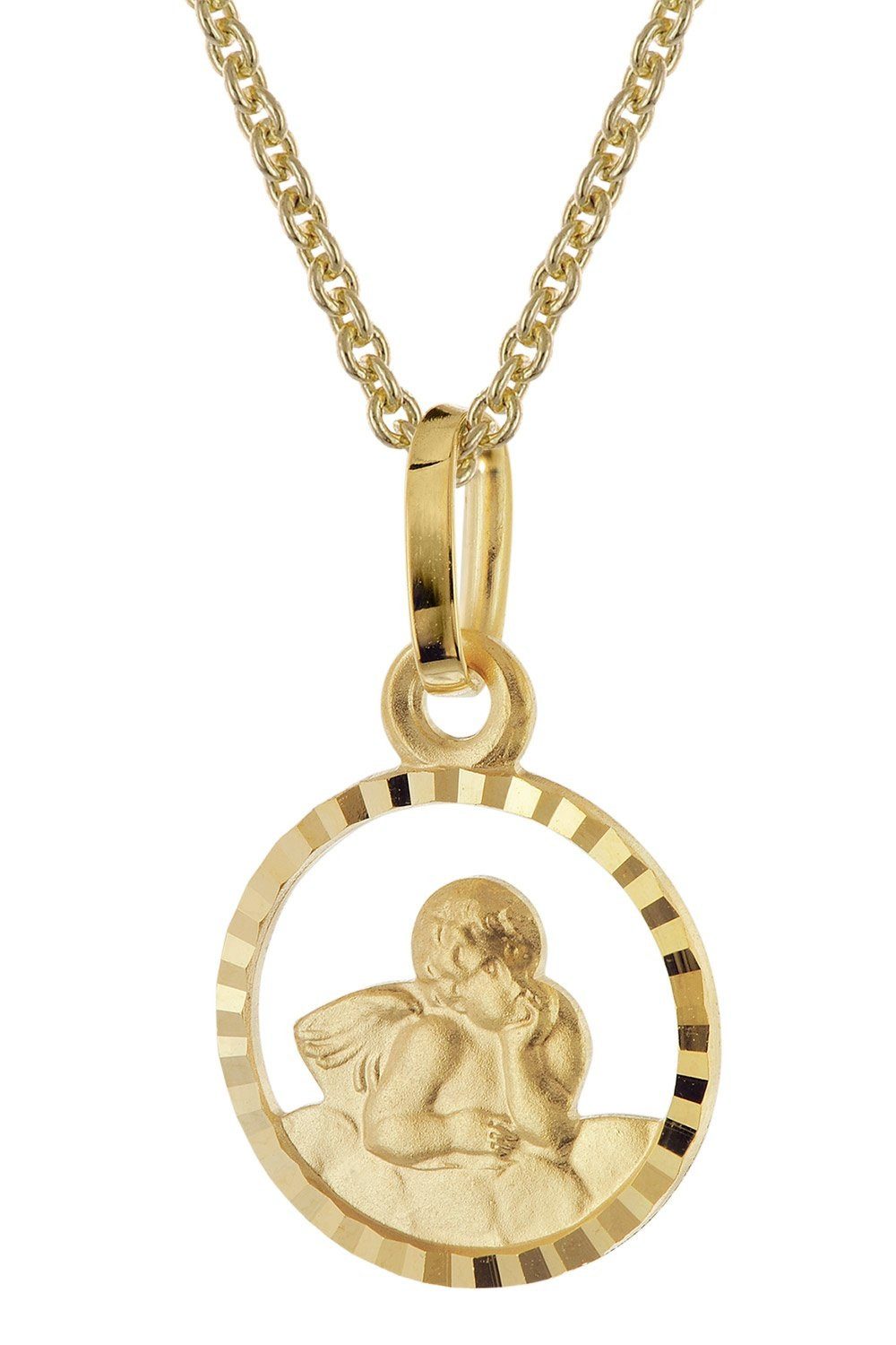 trendor Kette mit Anhänger Kinder-Anhänger Amor Gold 333/8K + vergoldete Silberkette