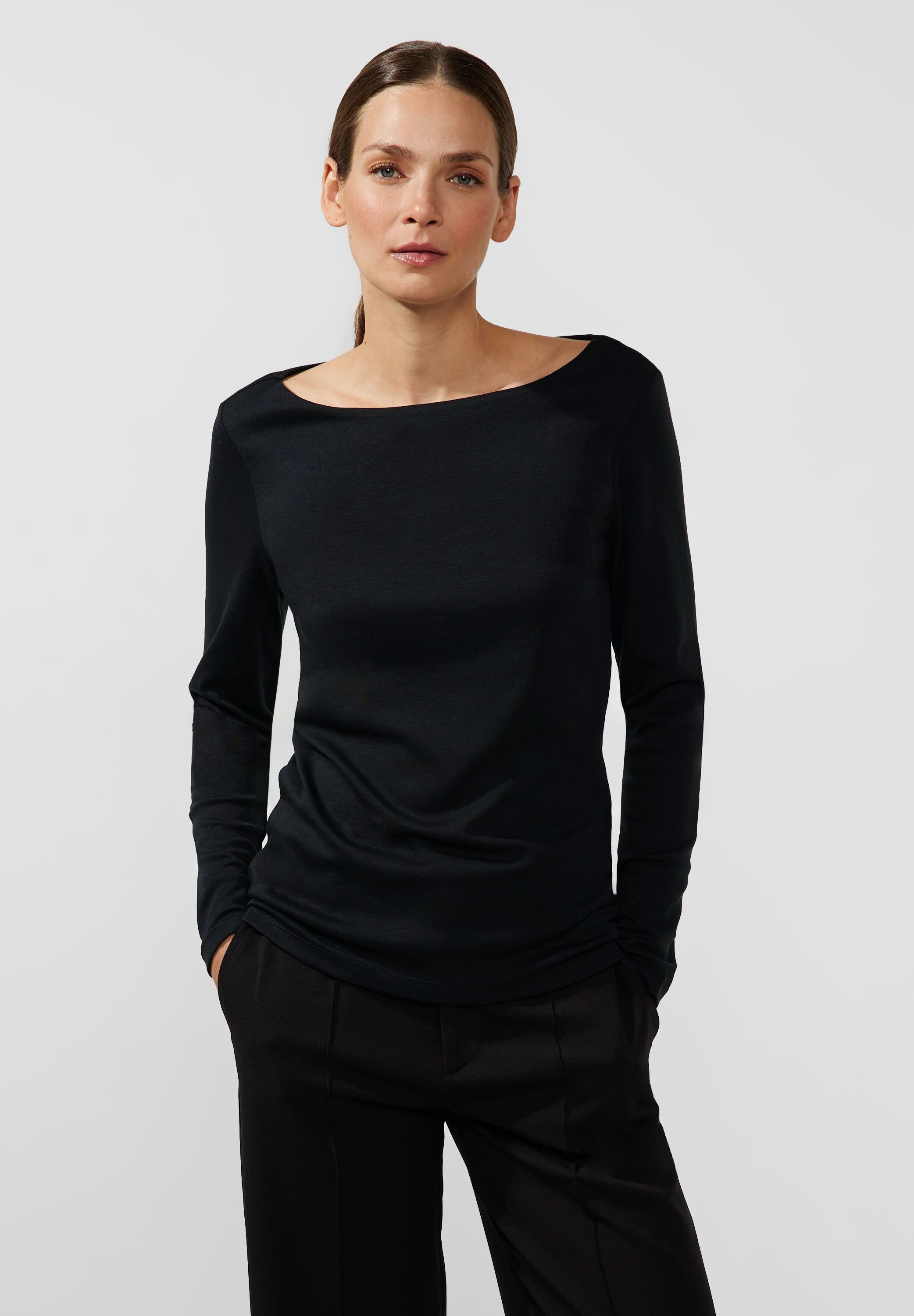 STREET ONE Langarmshirt in Unifarbe