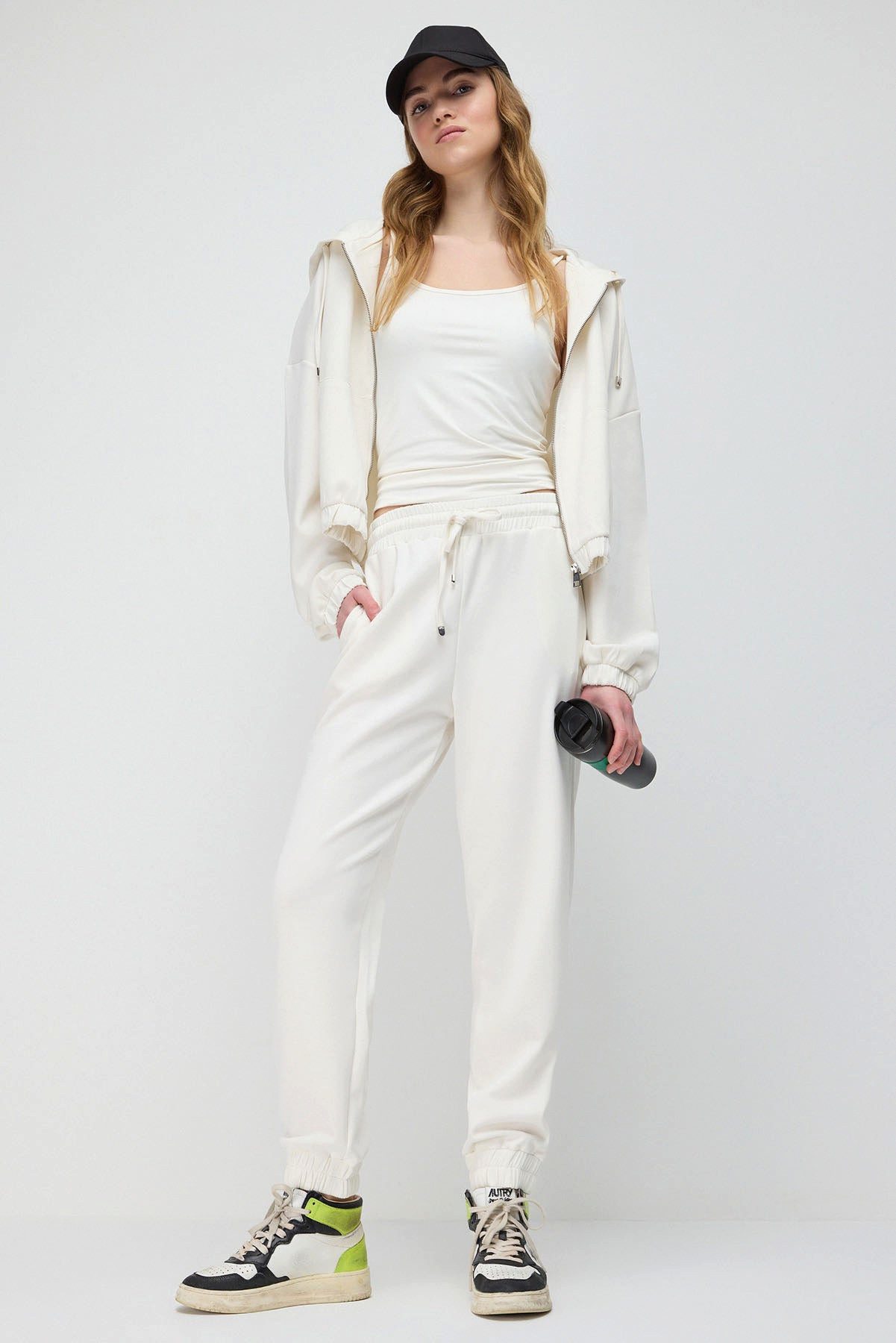 No Matter What Sweatponcho Weiche Modal Jogginghose - Knitterfrei und Seidig Glatt