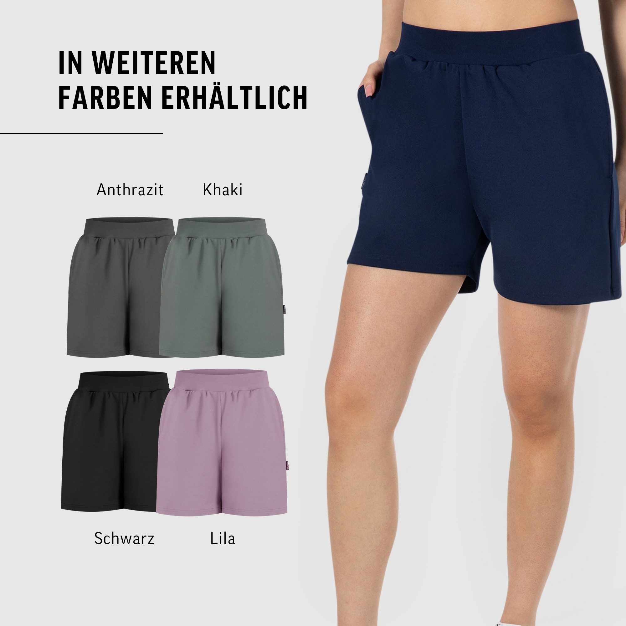Smilodox Shorts Corry, lockere Freizeithose mit breitem Bund & Eingrifftaschen Radlerhose weiches Material, Bequeme Sommershorts, Alltag Relax
