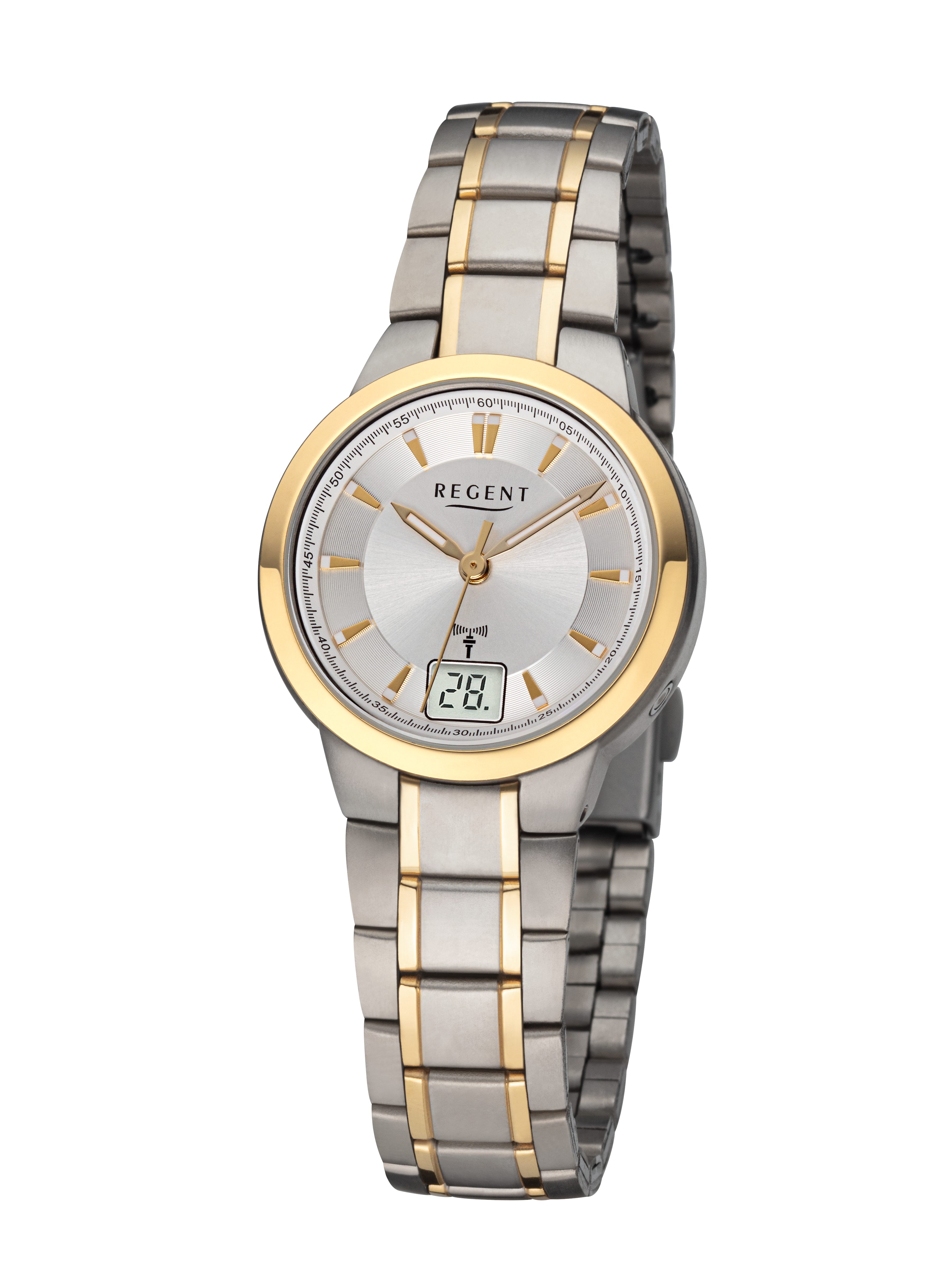 Regent Funkuhr FR-271 - 3232.91.91, Quarzuhr, Armbanduhr, Damenuhr, analog, digital