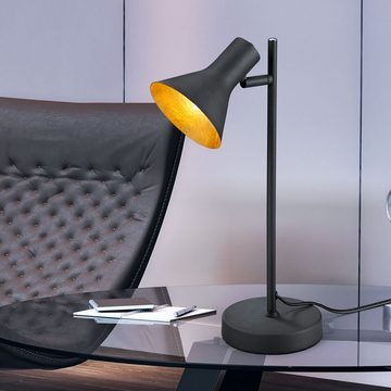 Reality Leuchten Schreibtischlampe, Leuchtmittel nicht inklusive, Retro Beistell Tisch Leuchte Schlafzimmer Lese Lampe schwarz gold