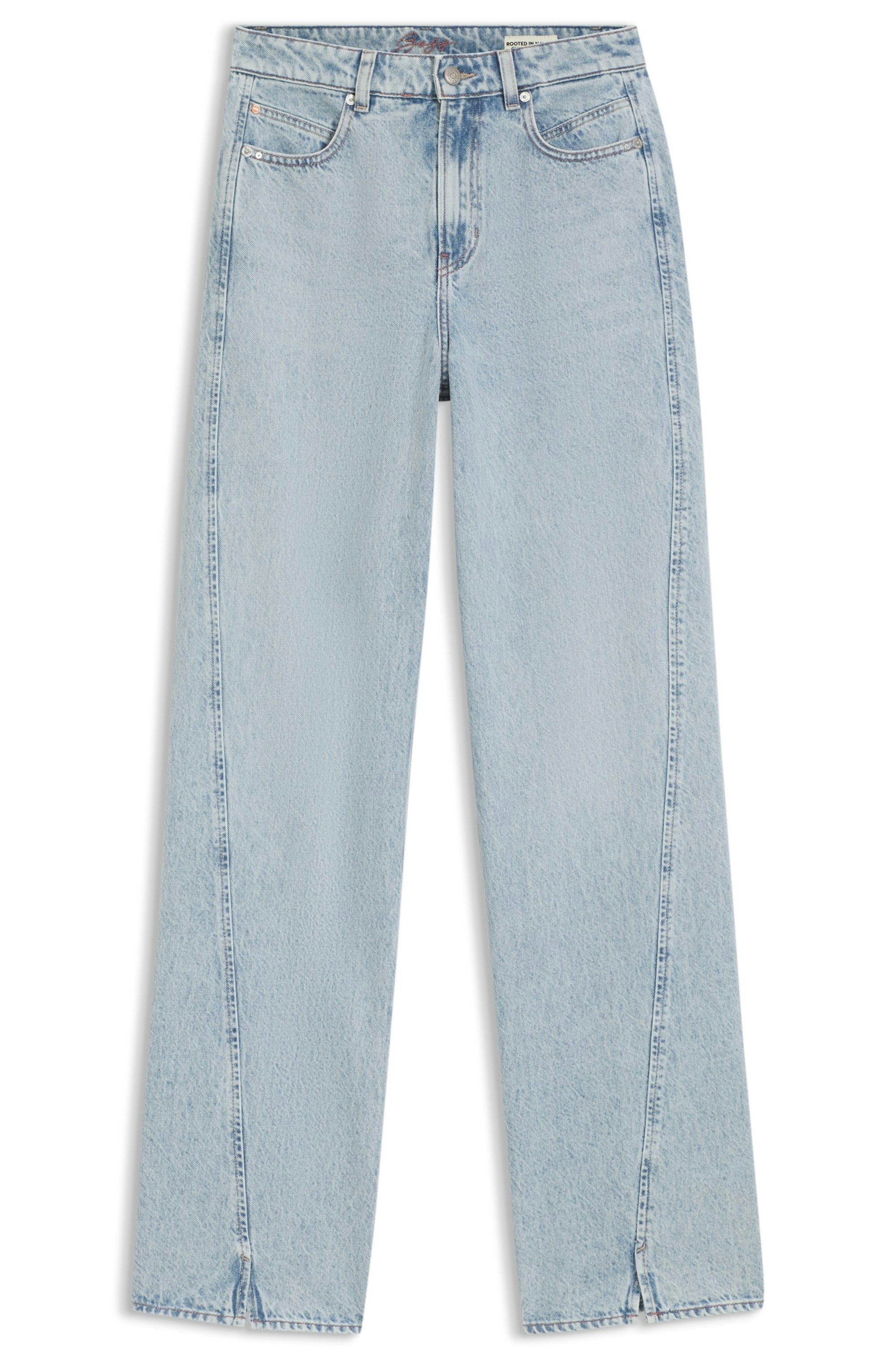 BOSS ORANGE High-waist-Jeans MARLENE SLIT HR Premium Damenmode mit Wide Leg-Passform, Schlitz-Details