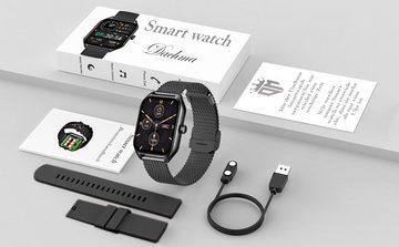 Dachma Smartwatch (1,85 Zoll, Android iOS), Damen Telefon Whatsapp Funktion 280mAH 3 Armbänder Android iOS Uhr
