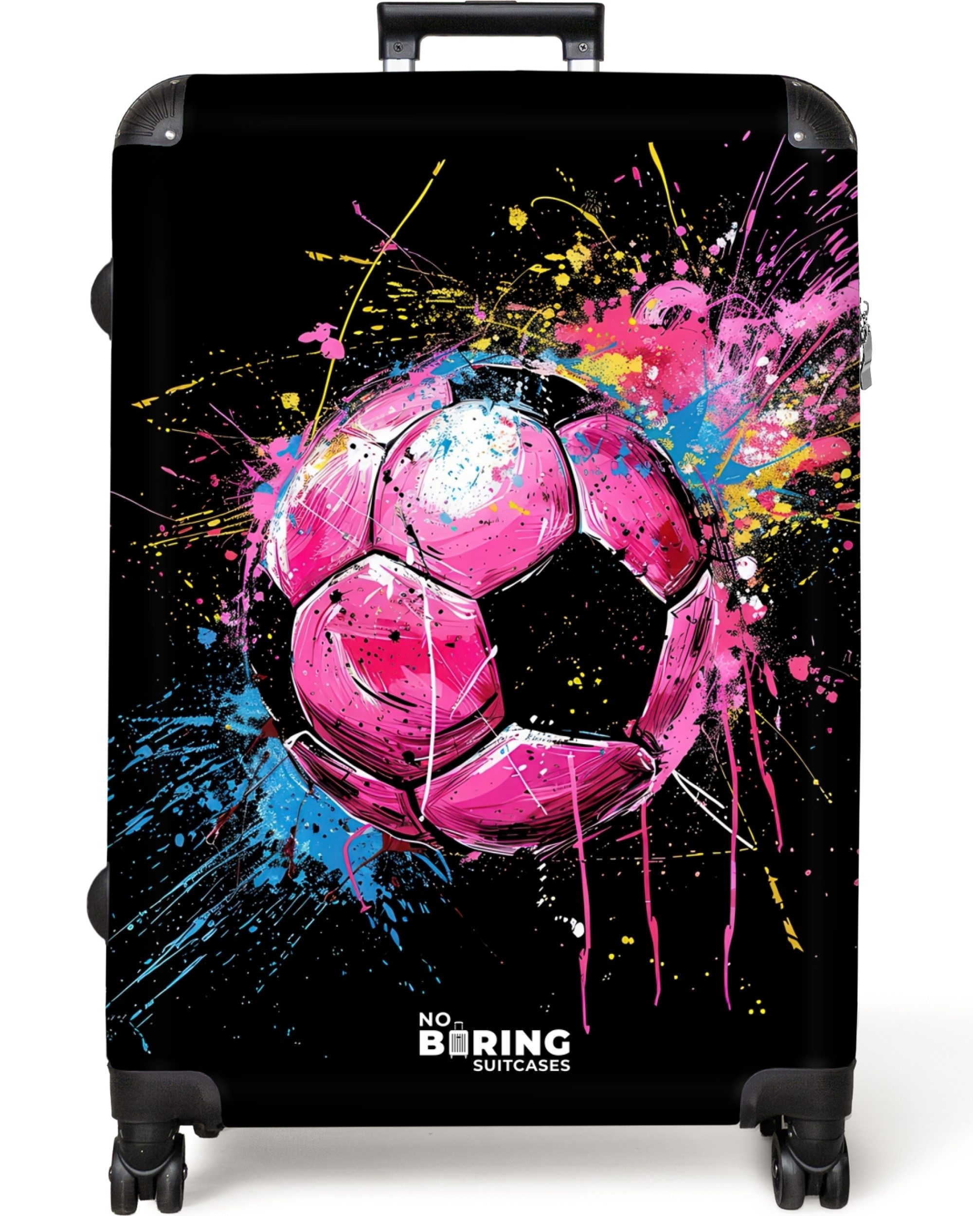 NoBoringSuitcases.com© Hartschalen-Trolley Rosa Fußball mit Graffiti günstig online kaufen