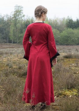 Battle Merchant Ritter-Kostüm Spätmittelalterliches Höllenfensterkleid Bliaut Amal Rot/Schwarz L