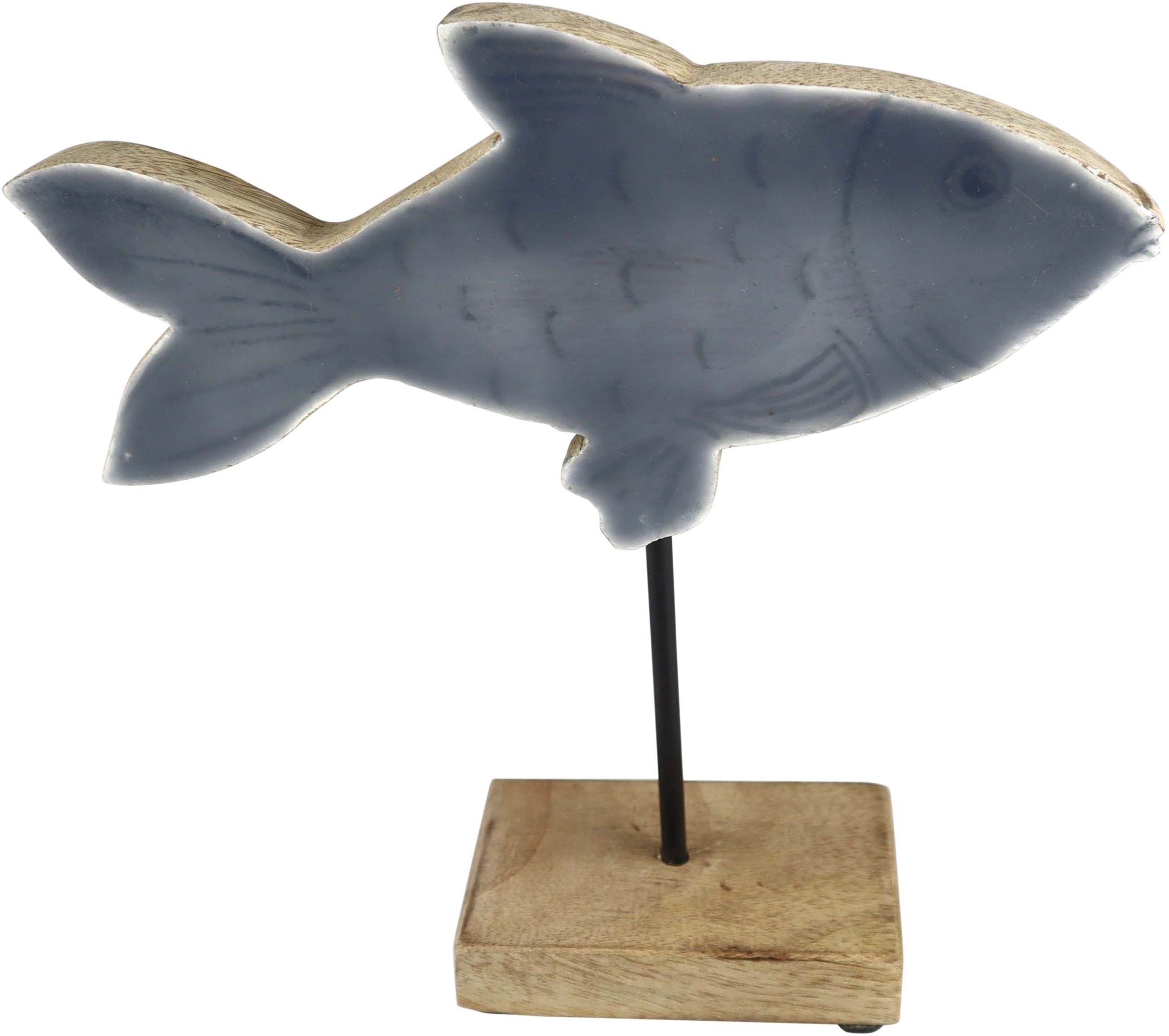 AM Design Dekofigur Fisch aus Mangoholz und Metall, in zwei Größen