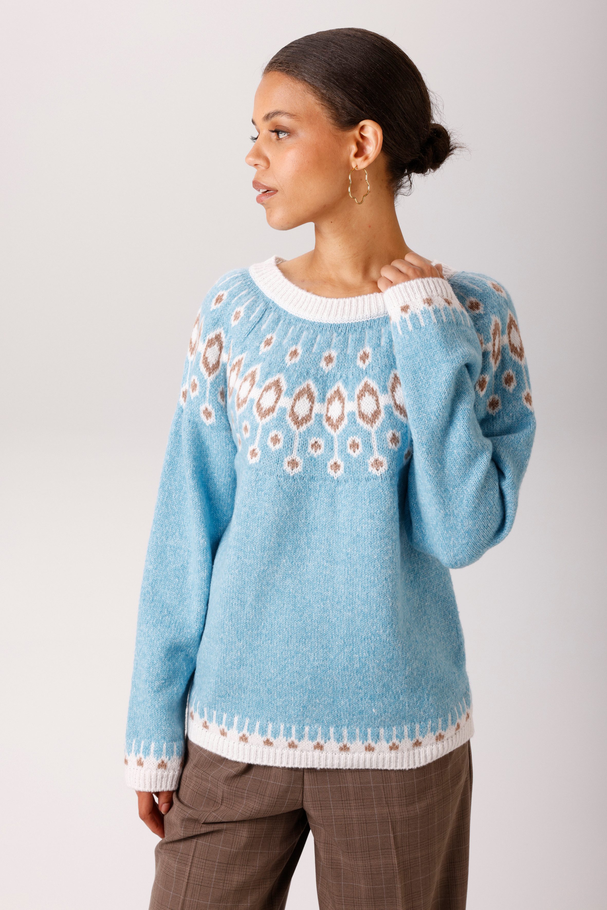 Aniston CASUAL Strickpullover mit farbharmonischen Norweger-Muster - NEUE KOLLEKTION