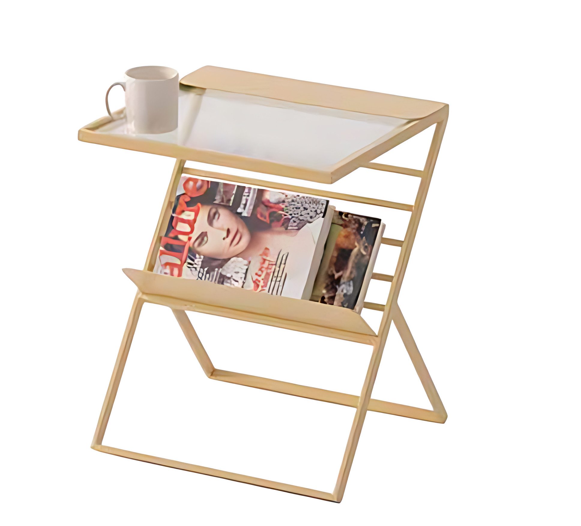 JVmoebel Beistelltisch Beistelltisch in Beige mit Zeitungsablage – Kompakt und robust (1-St), Made in Europe