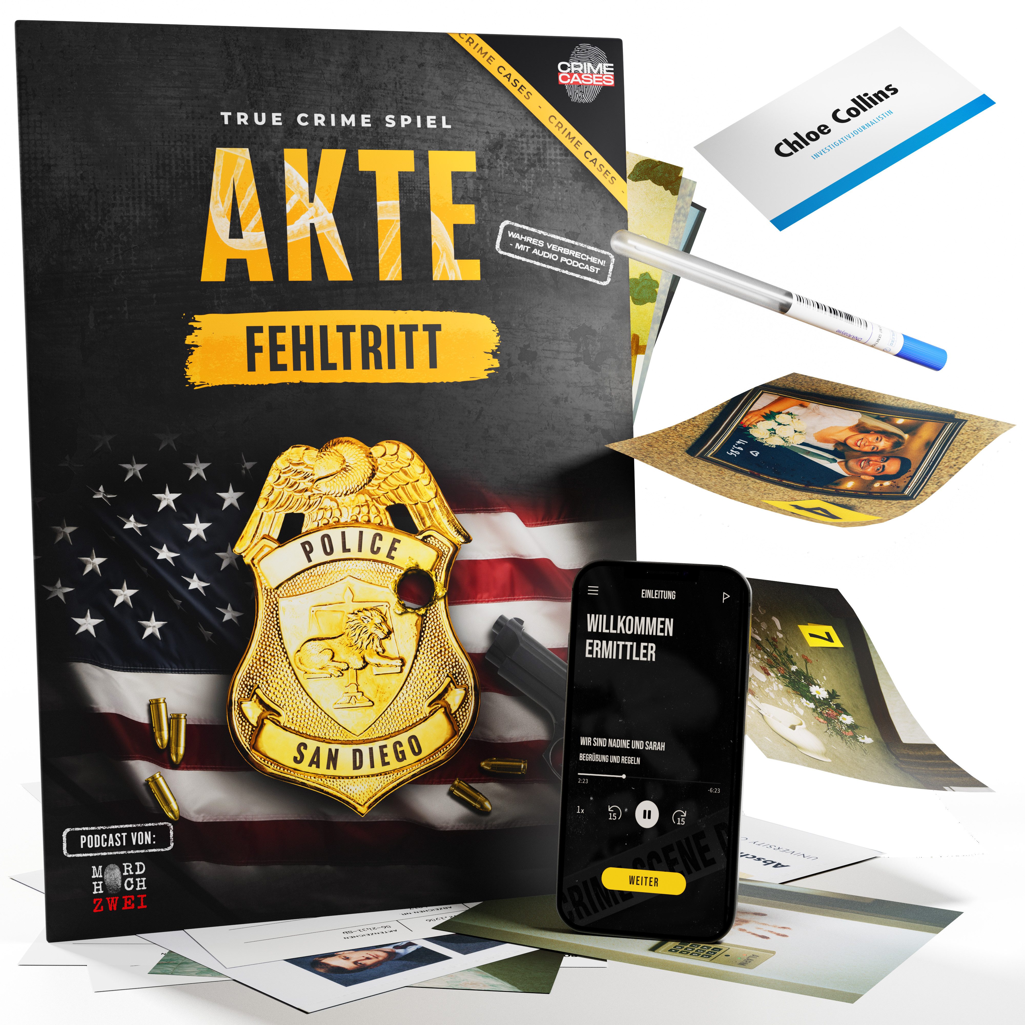 CRIMECASES Spiel True Crime Spiel: Akte Fehltritt, Krimispiel für Erwachsene, Cold Cases Fallakte mit Hörspiel: für 2-6 Personen ab 14 Jahren