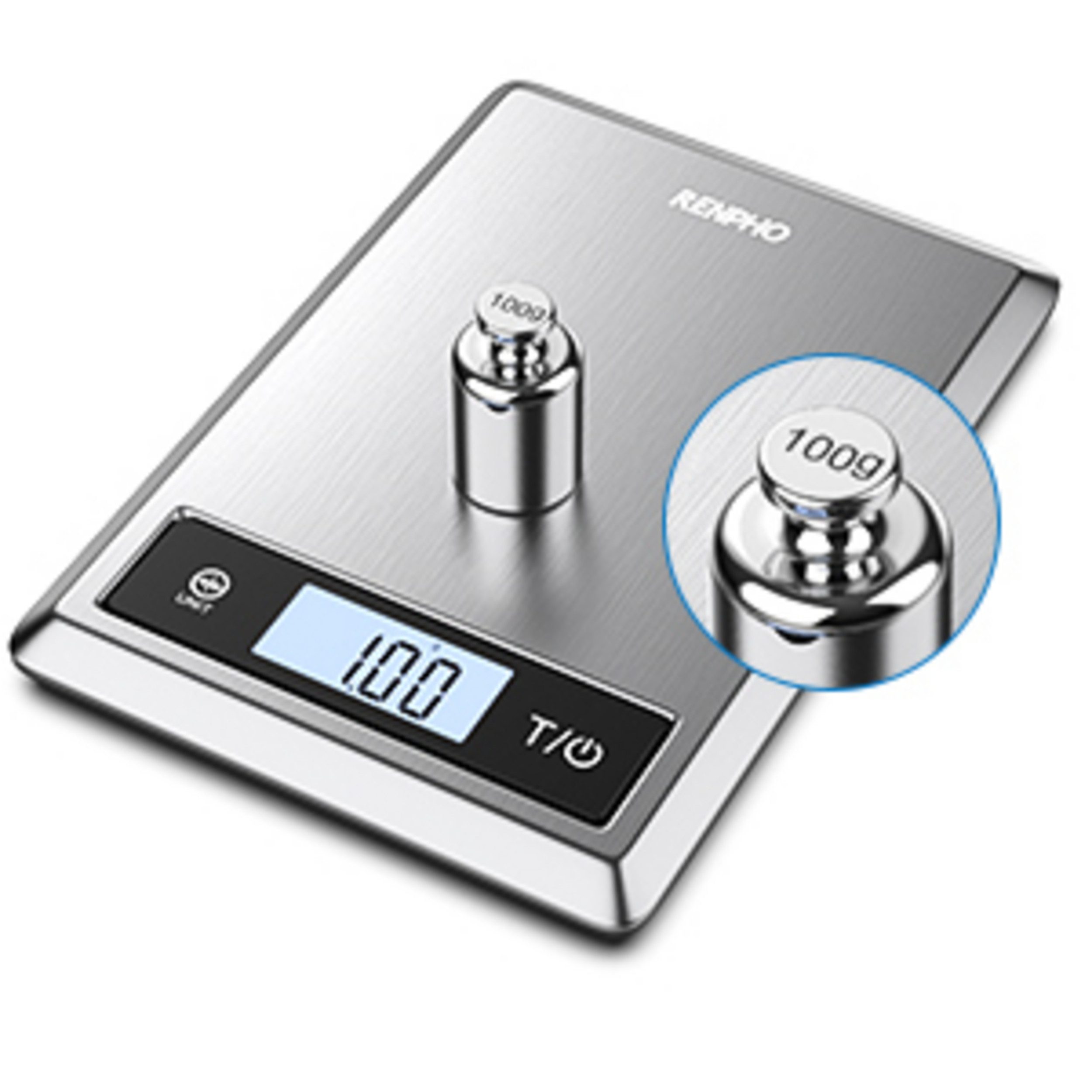 RENPHO Körper-Analyse-Waage Renpho Nutrition Scale Calibra 1 (Stainless steel) Silber