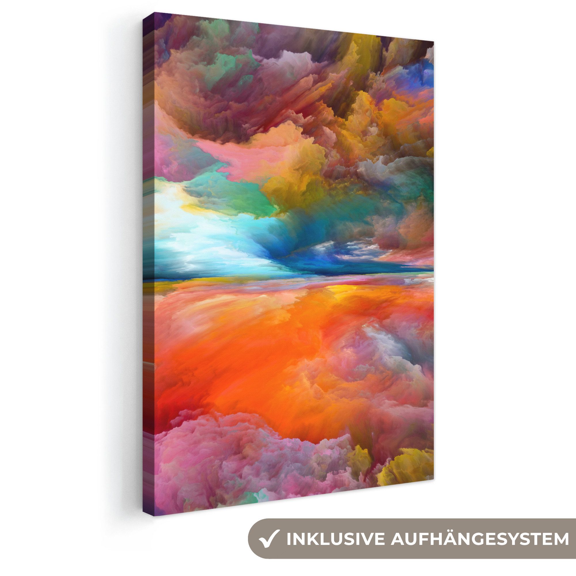 OneMillionCanvasses® Leinwandbild Kunstdrucke - Ölfarbenoptik - Abstrakt - Wolken, Fotodruck (1 St), Leinwand Canvas Wandbild, Wanddekoration 20x30 cm