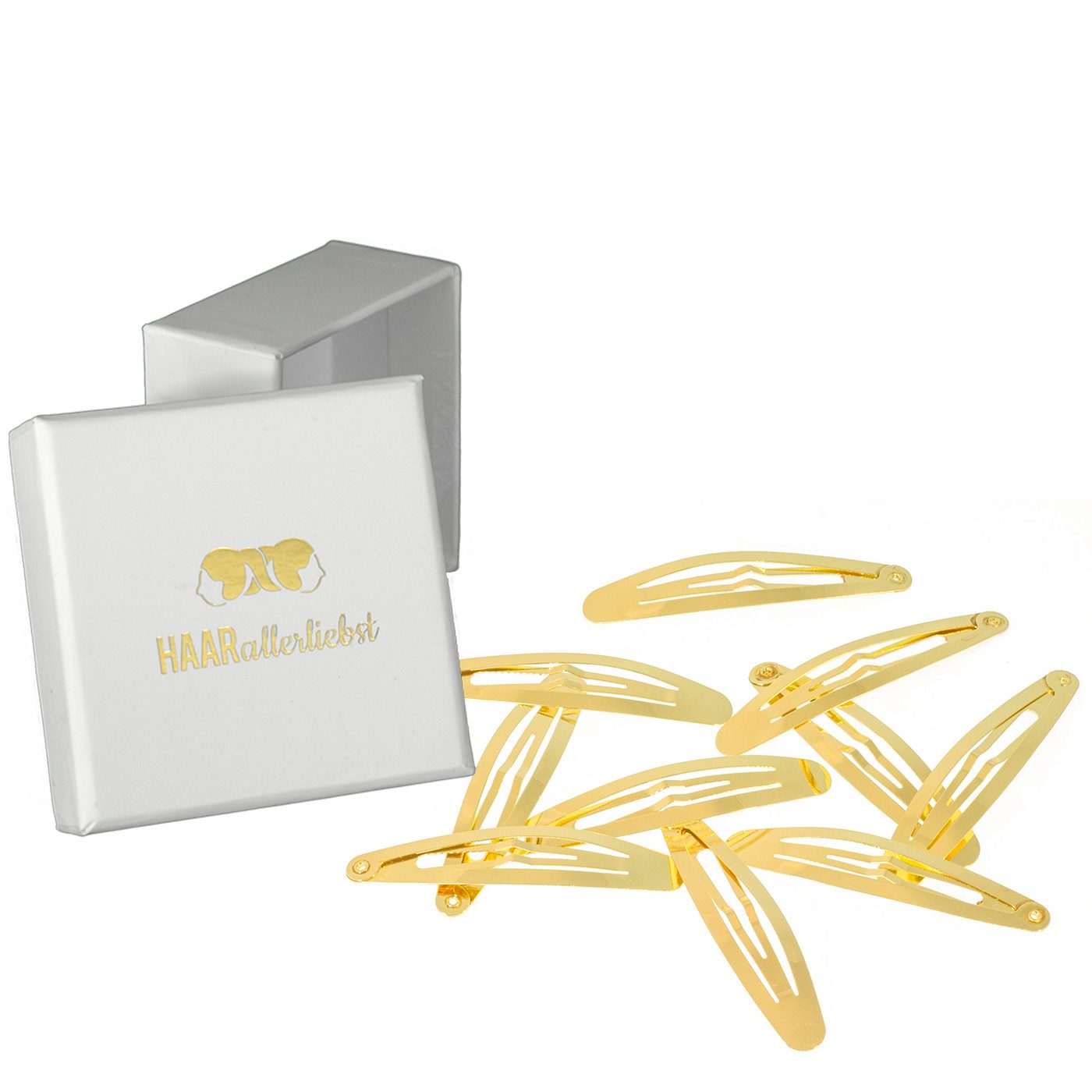 HAARallerliebst Haarspange Haarspangen lang oval, Spar-Set, 10-tlg., Farbe gold, 5,8cm Длина